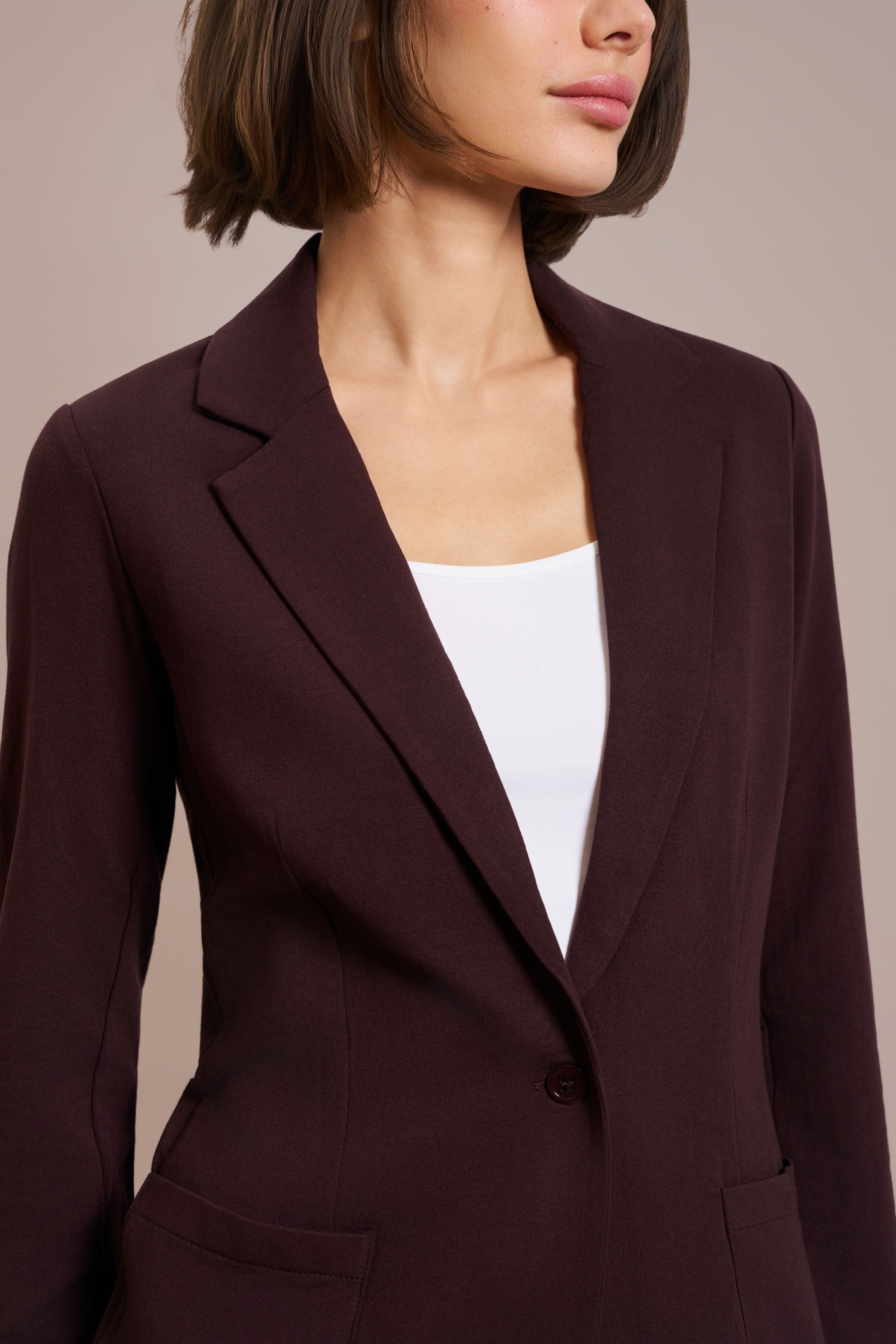 Majestic French Touch One Button Blazer in Aubergine