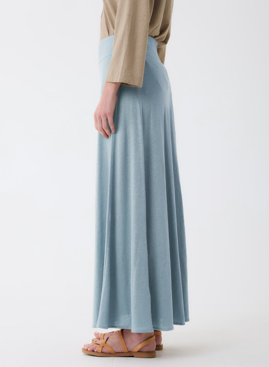Stretch Linen Flared Maxi Skirt