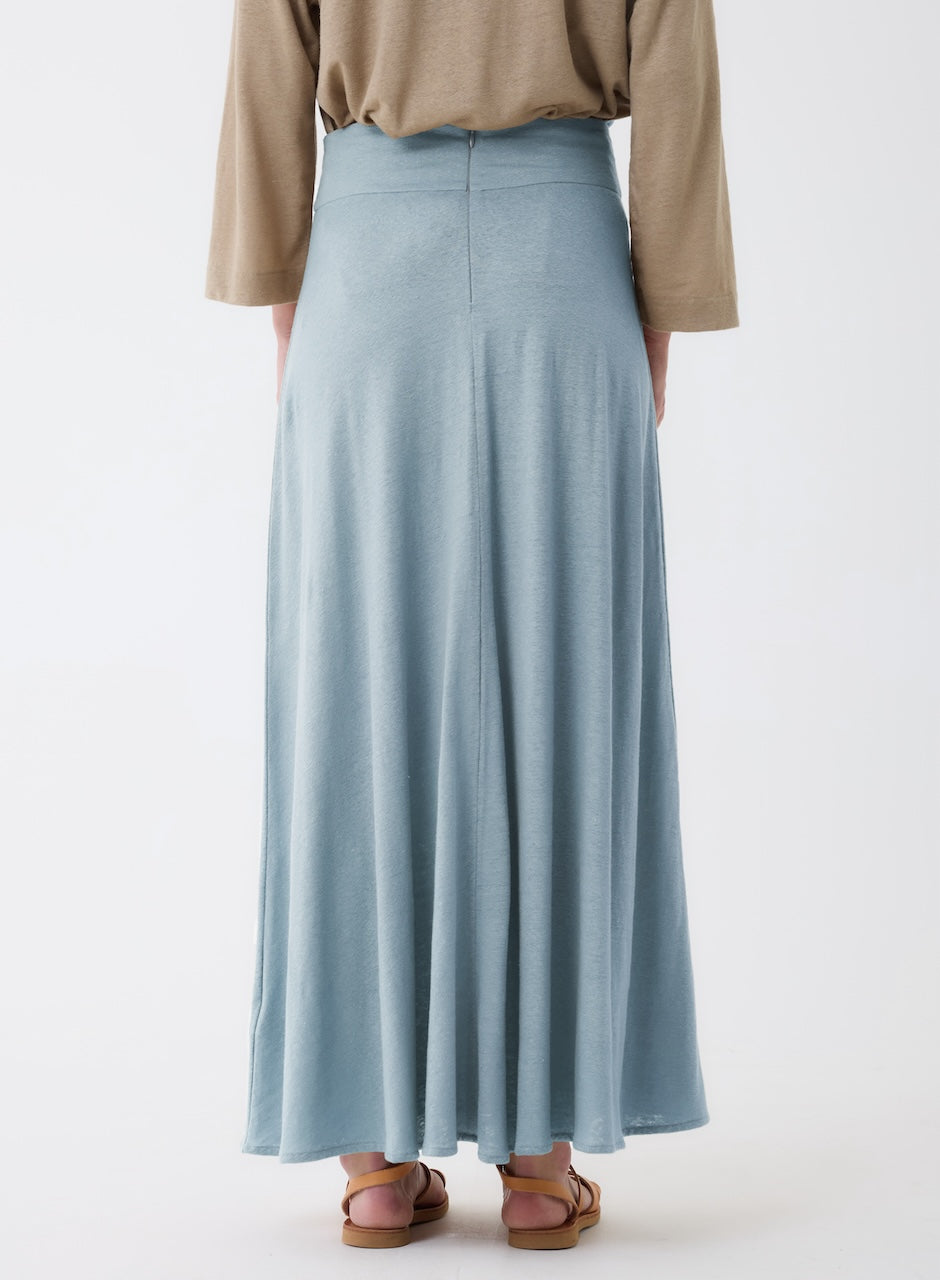 Stretch Linen Flared Maxi Skirt