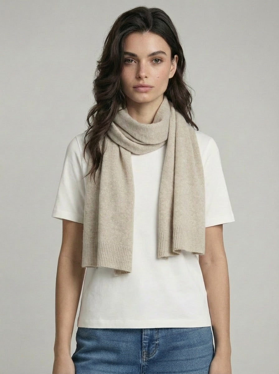 Cashmere Scarf in Ecru Chine