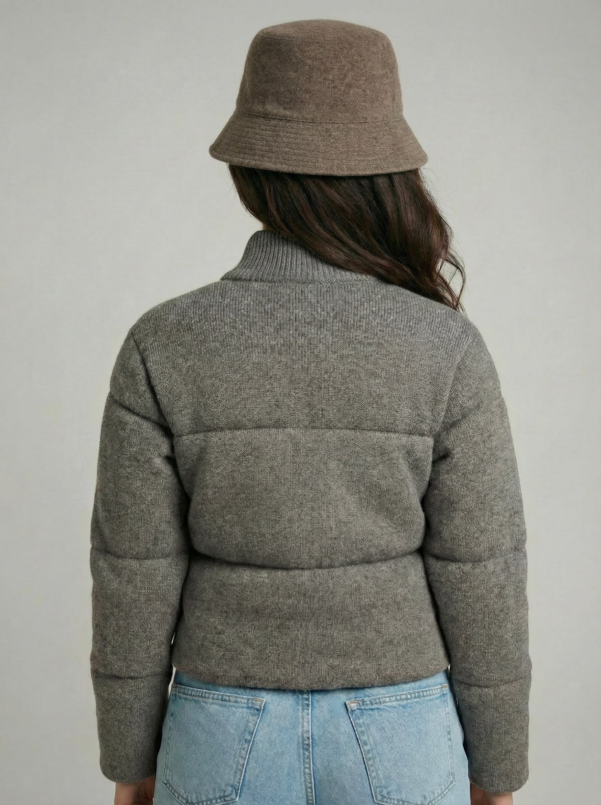 Merino Quilted Puffer Jacket in Steel