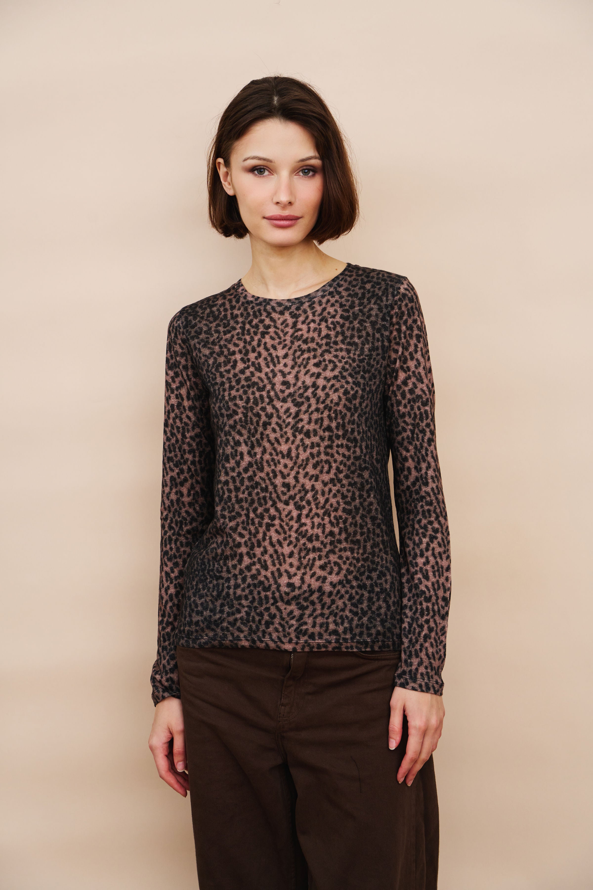Cotton Cashmere Leopard Novelty Crewneck