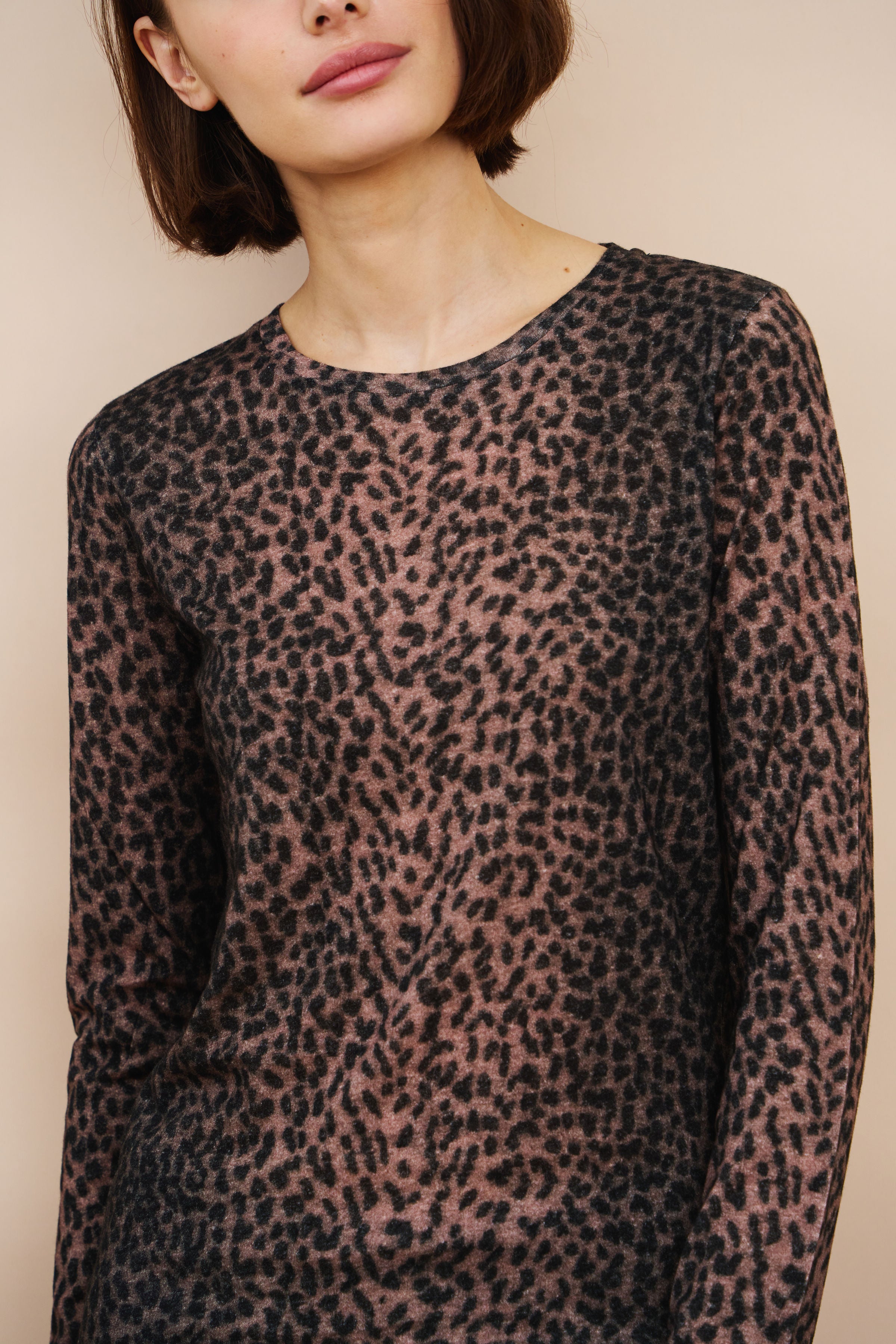 Cotton Cashmere Leopard Novelty Crewneck
