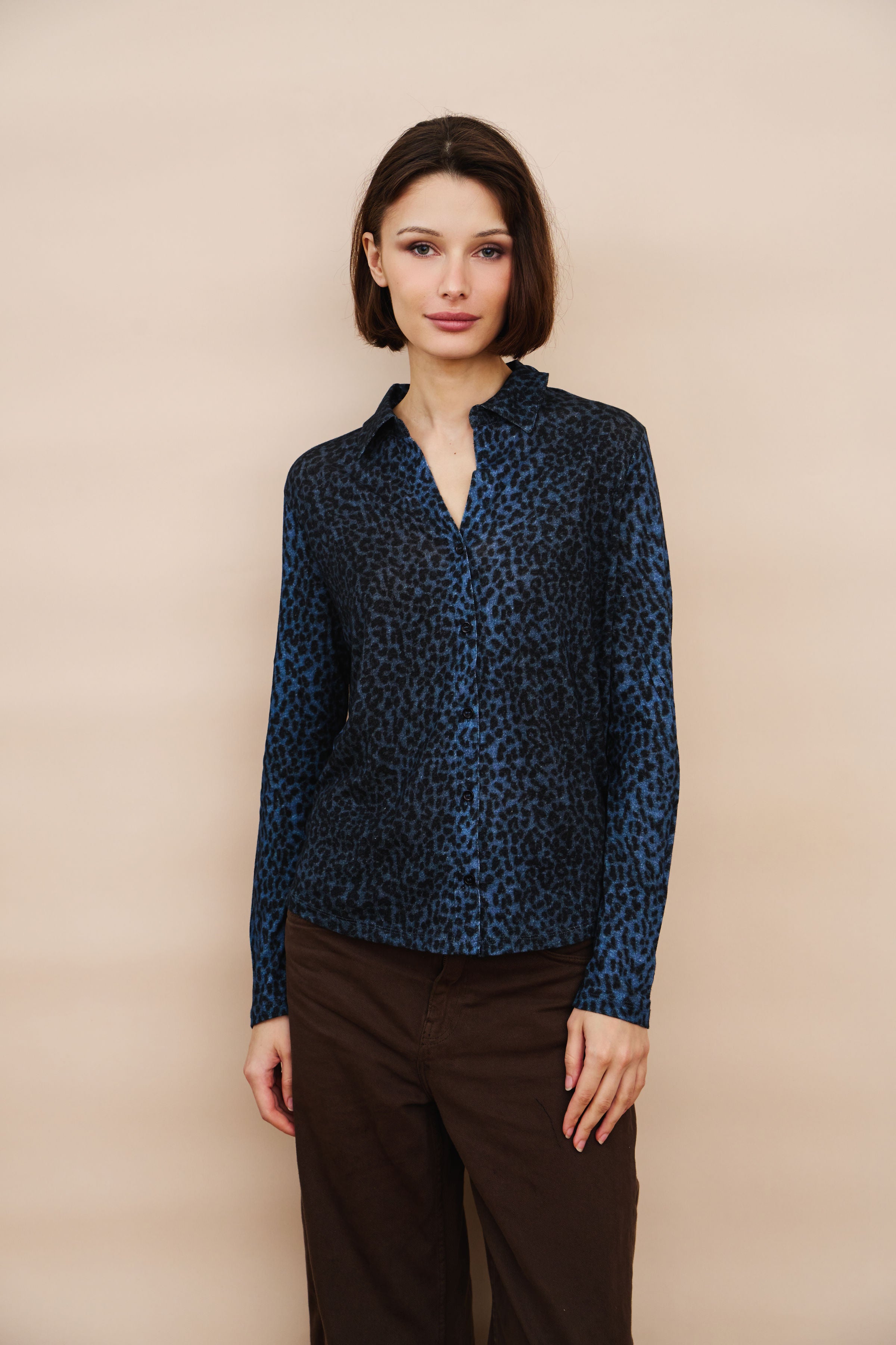 Cotton Cashmere Leopard Novelty Shirt