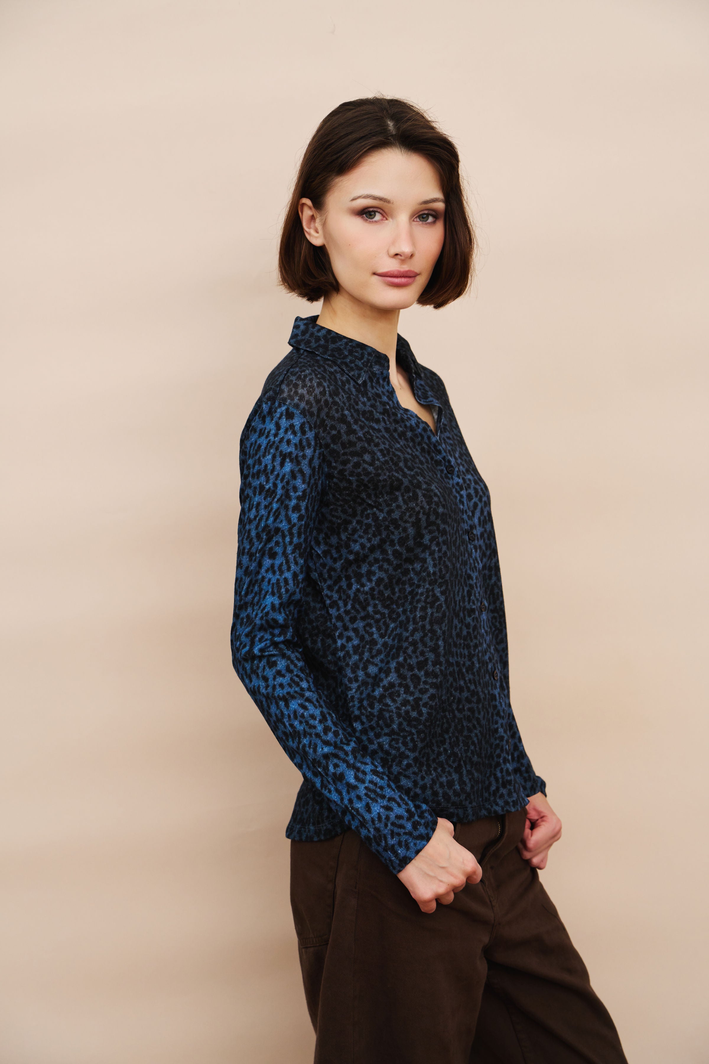 Cotton Cashmere Leopard Novelty Shirt