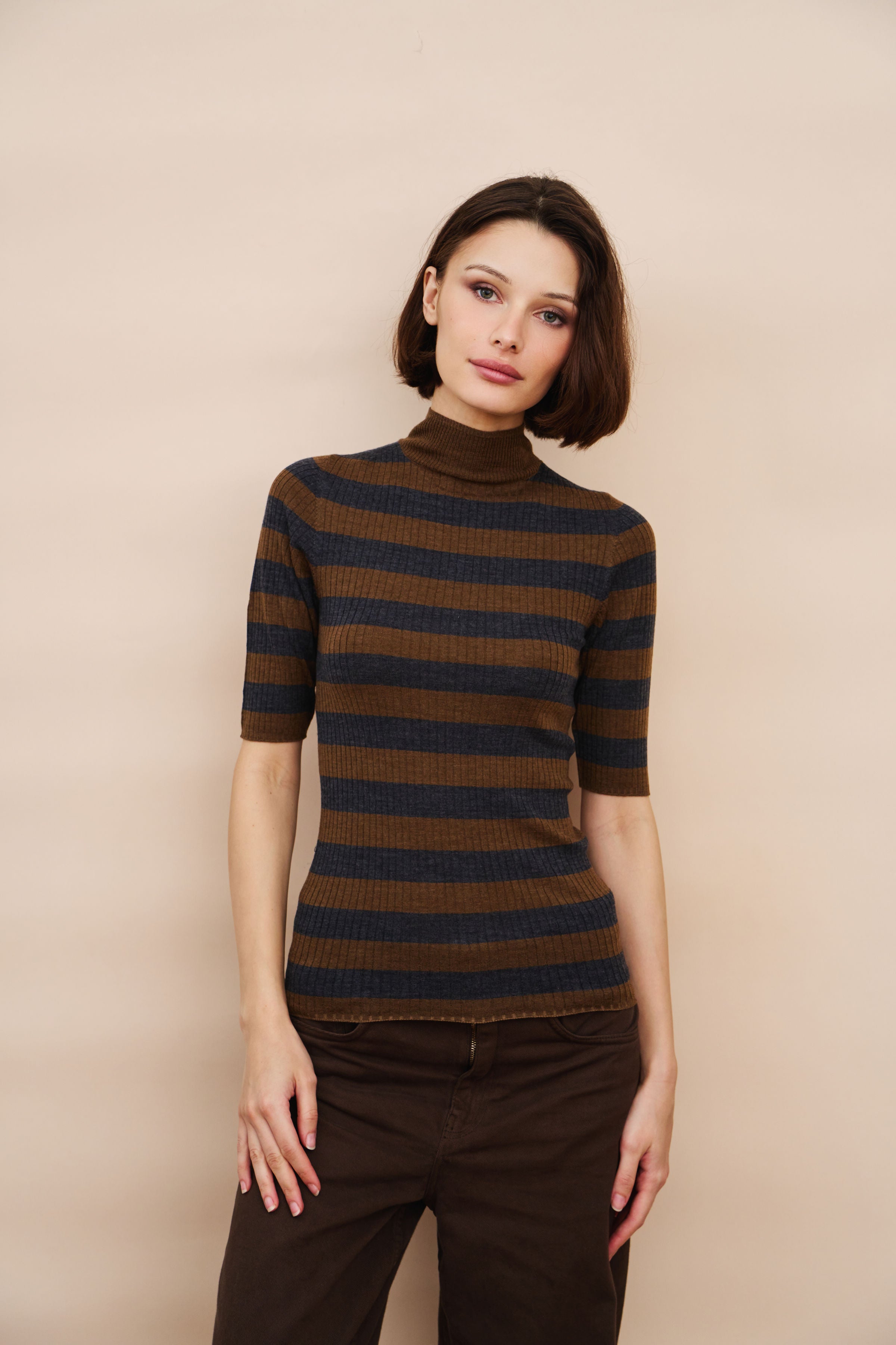 Merino Superfine Stripe Turtleneck