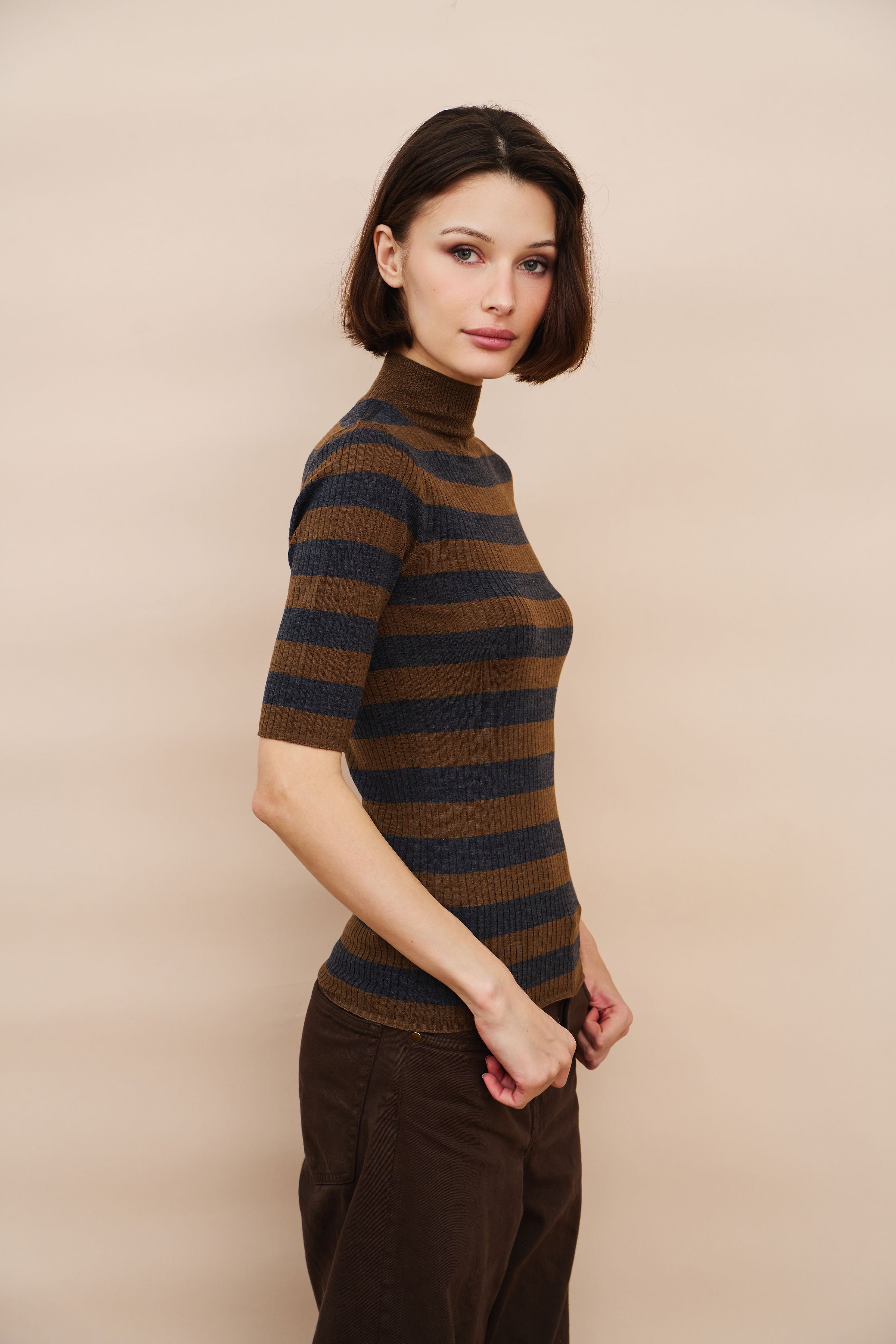 Merino Superfine Stripe Turtleneck