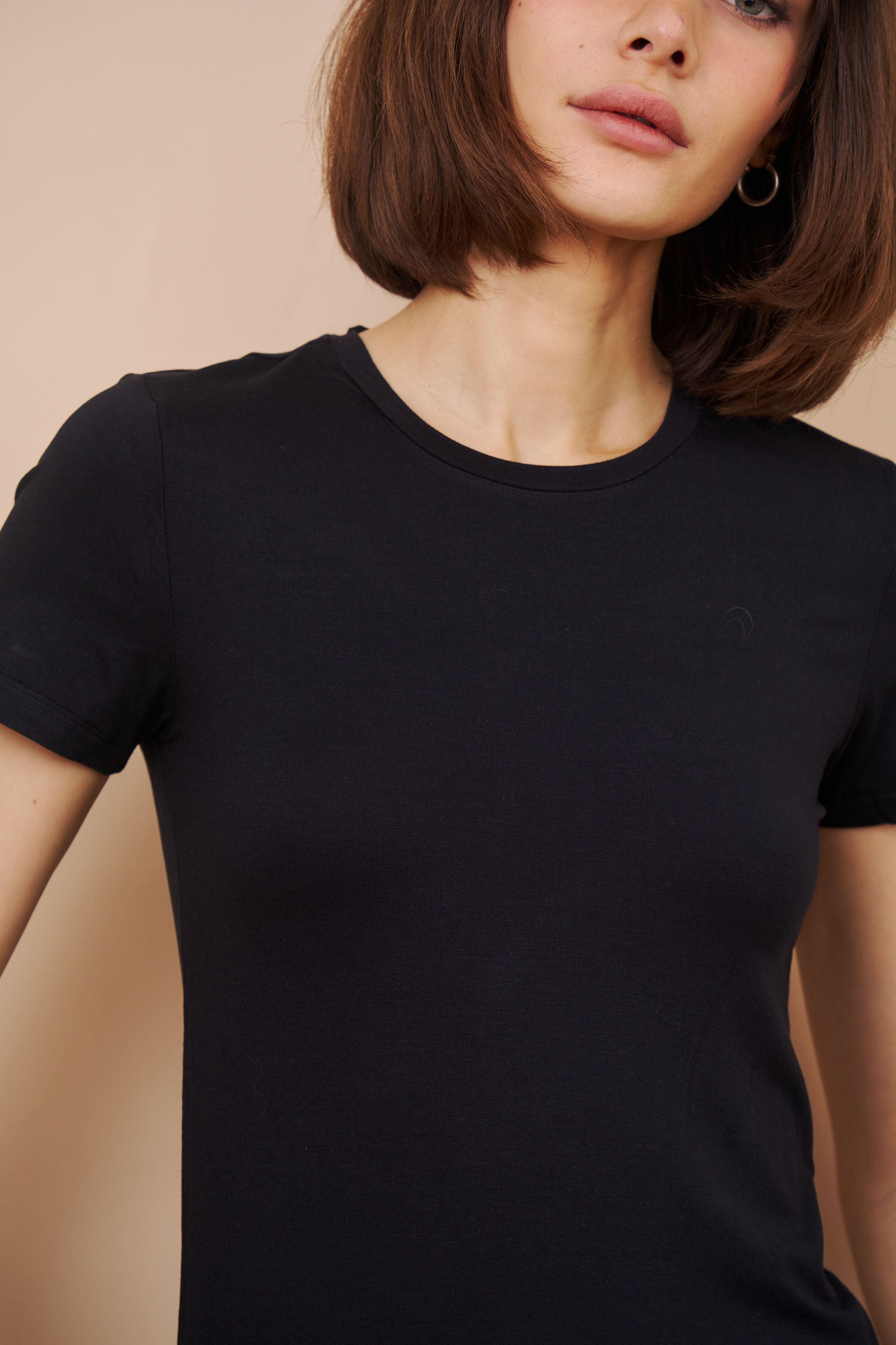 Majestic Short Sleeve Crewneck Tee with Finished Trim in Marine