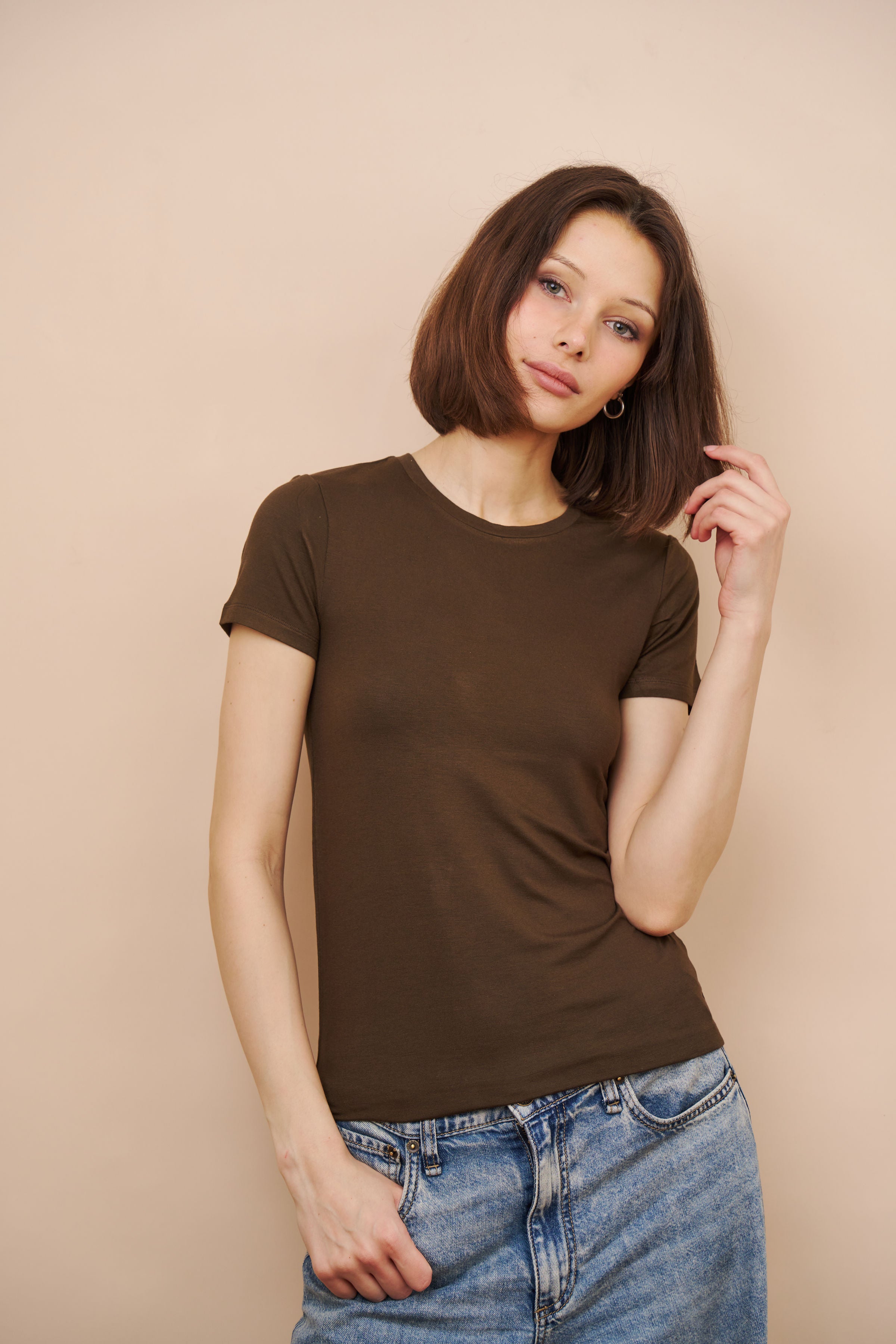 Majestic Soft Touch Short Sleeve Crewneck in Tonka