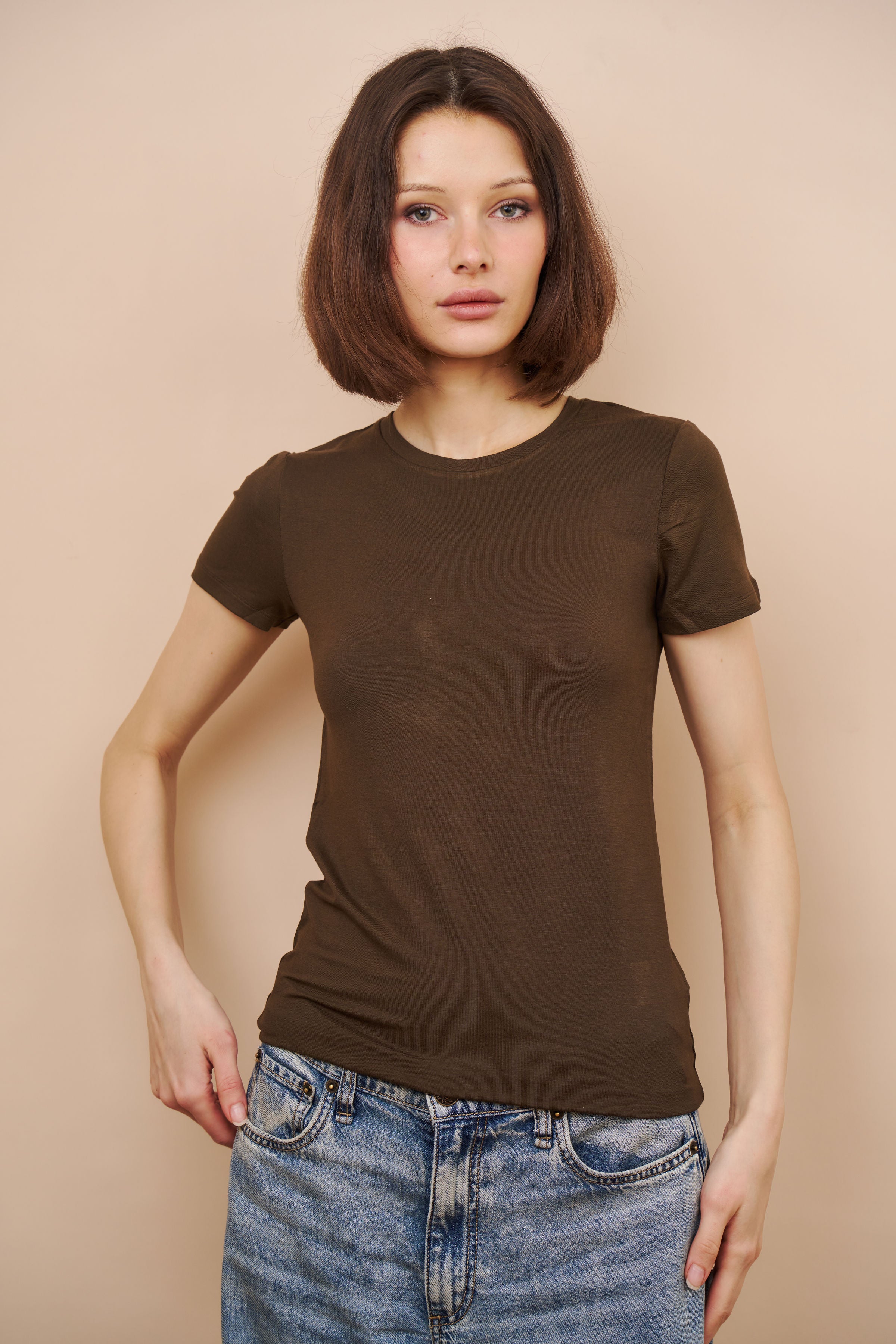 Majestic Soft Touch Short Sleeve Crewneck in Tonka