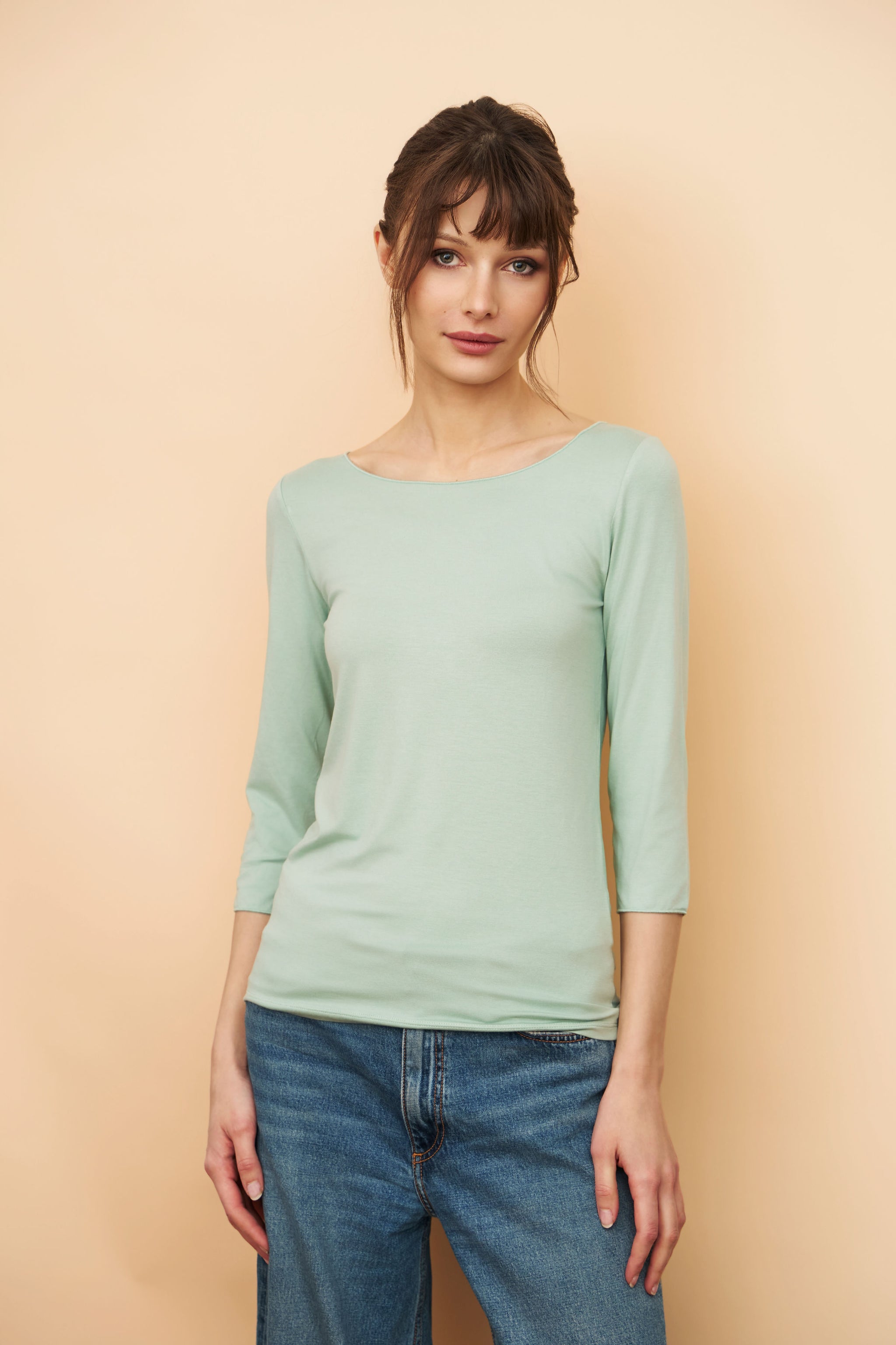 Majestic Soft Touch Long Sleeve Boatneck in Marine