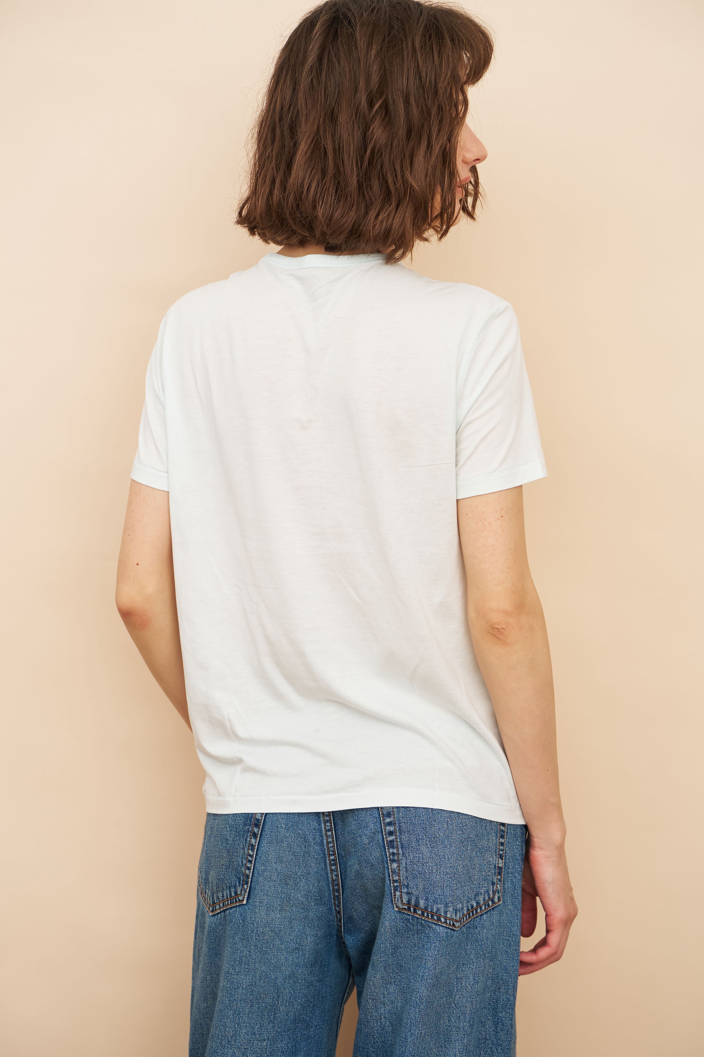 Majestic Lyocell Cotton Semi Relaxed Short Sleeve Crewneck in Ciel
