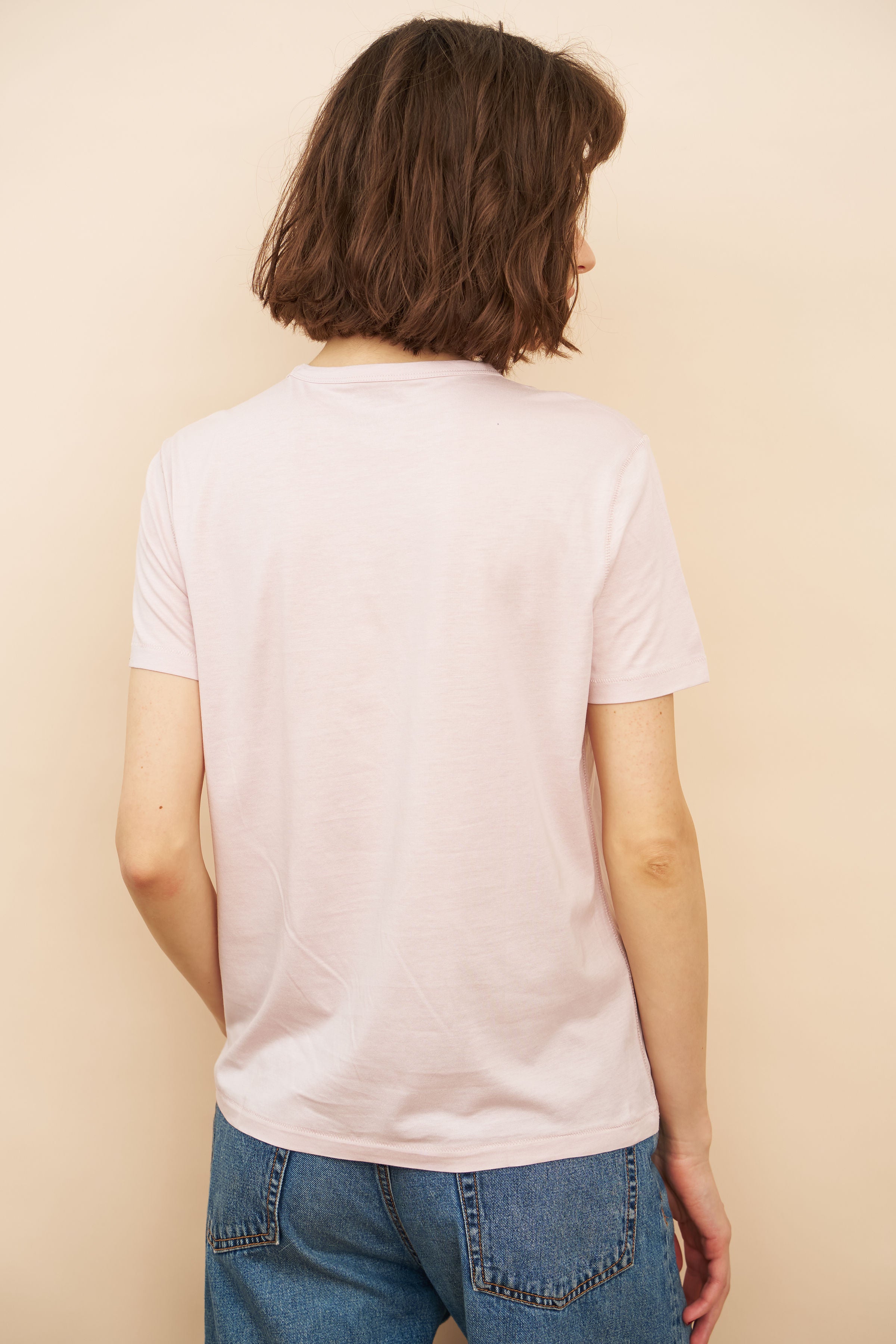 Majestic Lyocell Cotton Semi Relaxed Short Sleeve Crewneck in Glycine