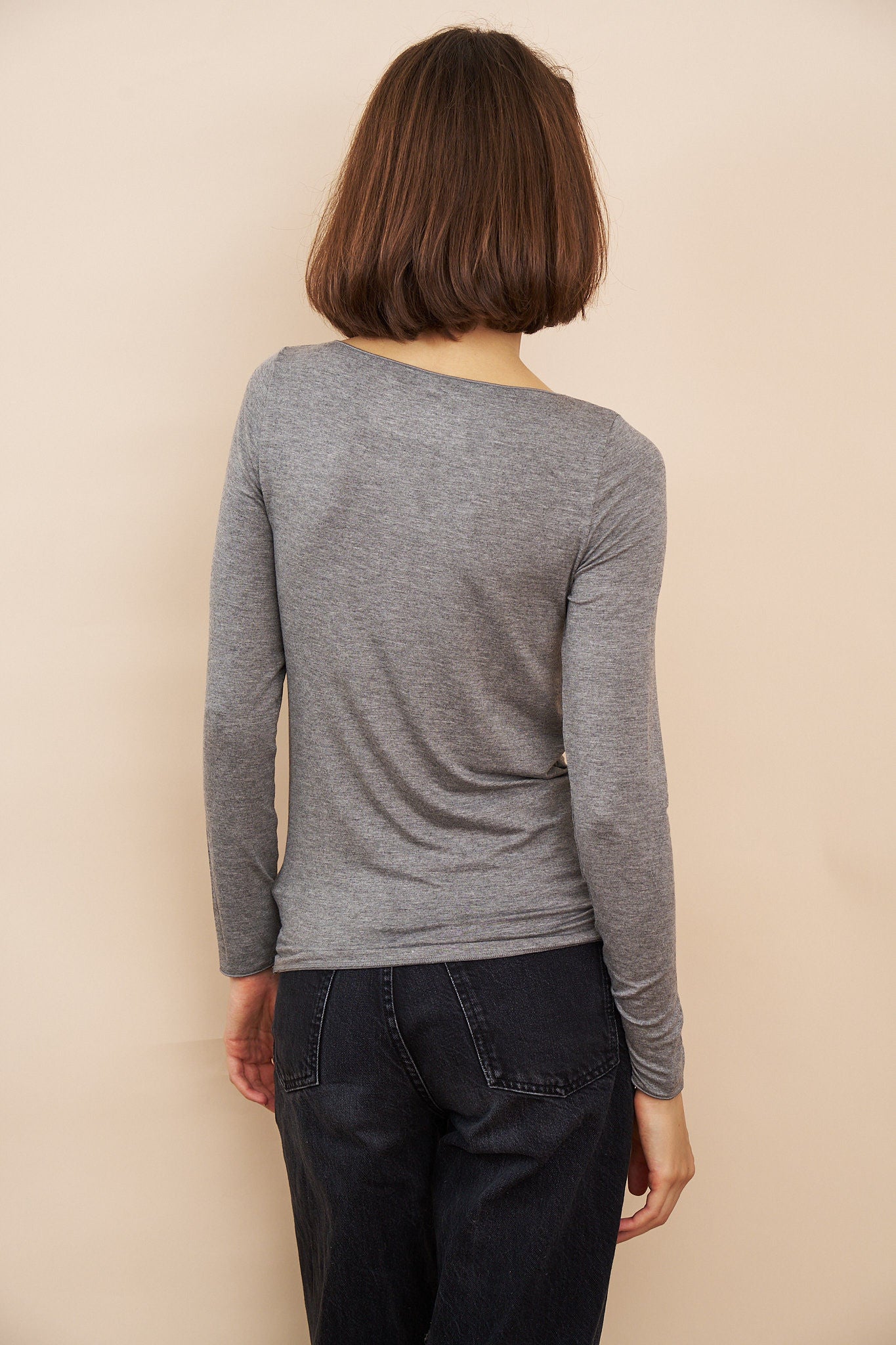 Majestic Soft Touch Long Sleeve Boatneck in Gris Chine