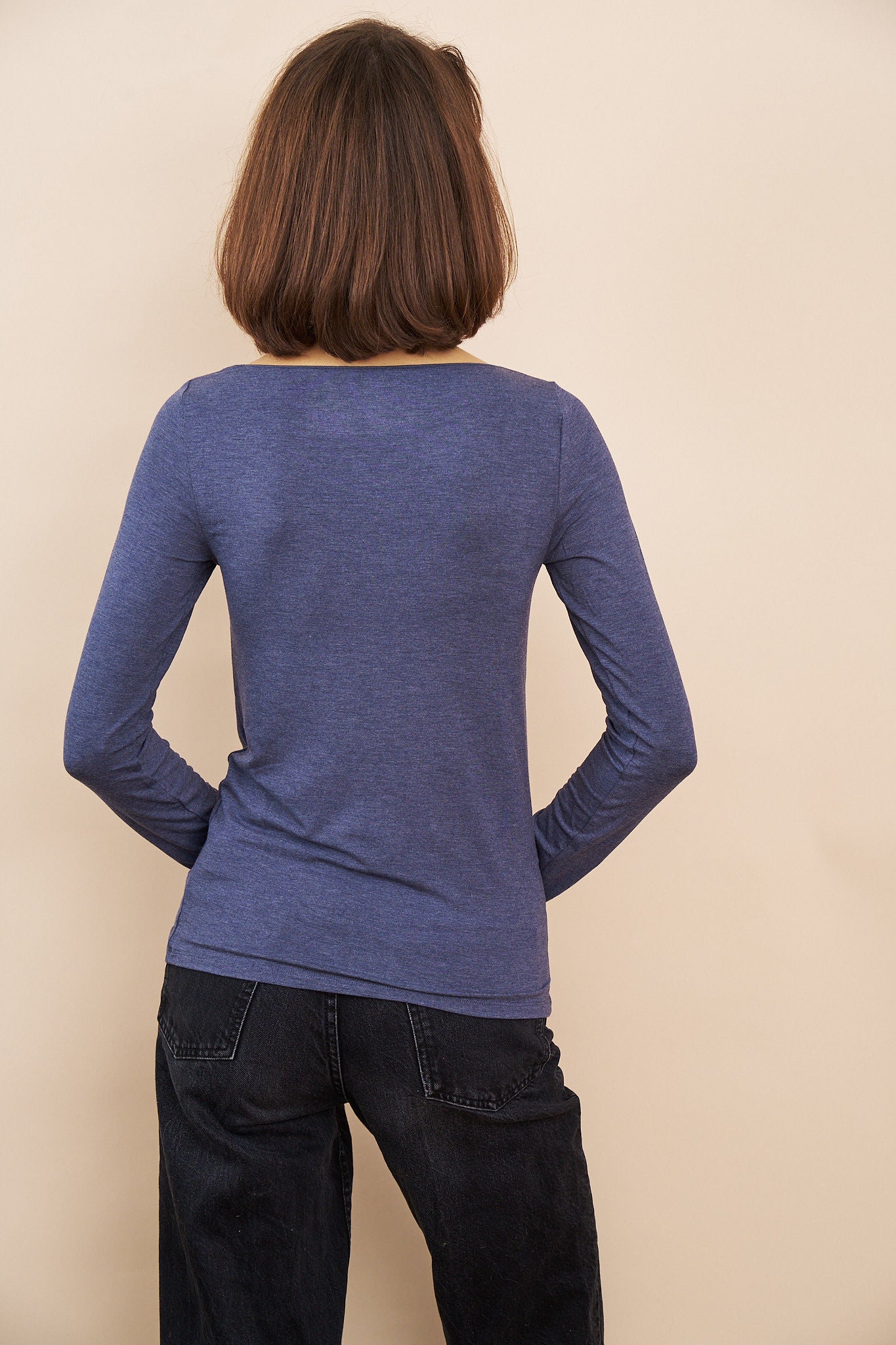 Majestic Soft Touch Long Sleeve Boatneck in Blue Denim