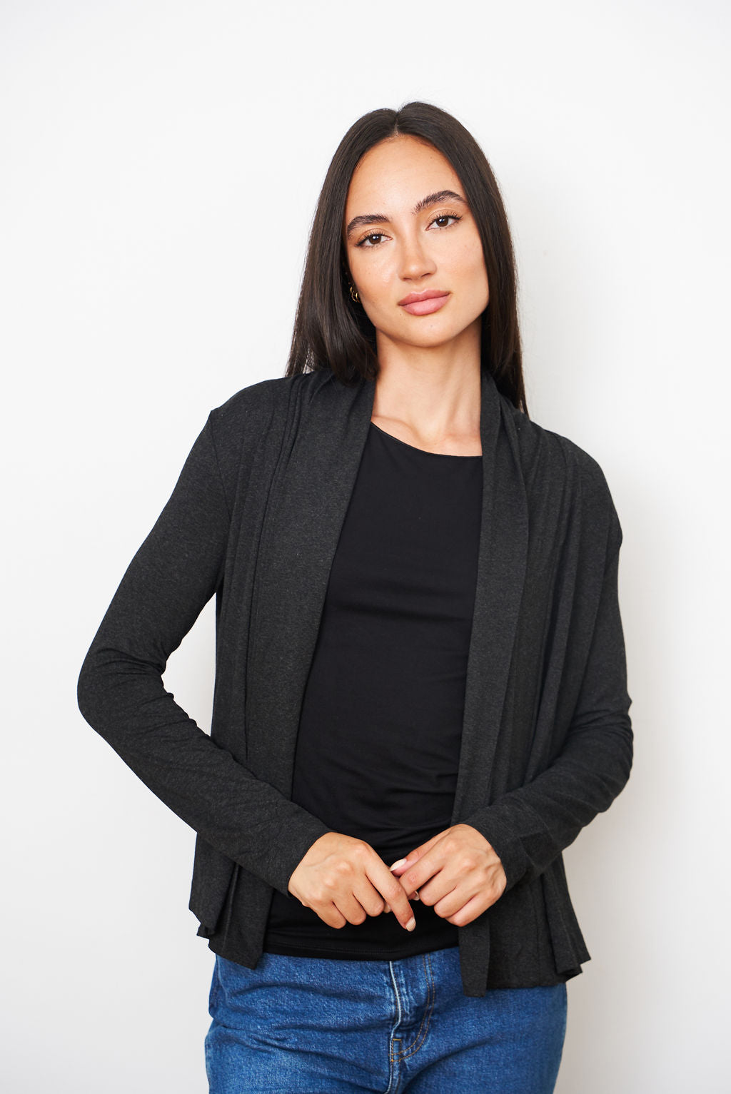 Majestic Filatures Soft Touch Draped Open-Front Cardigan