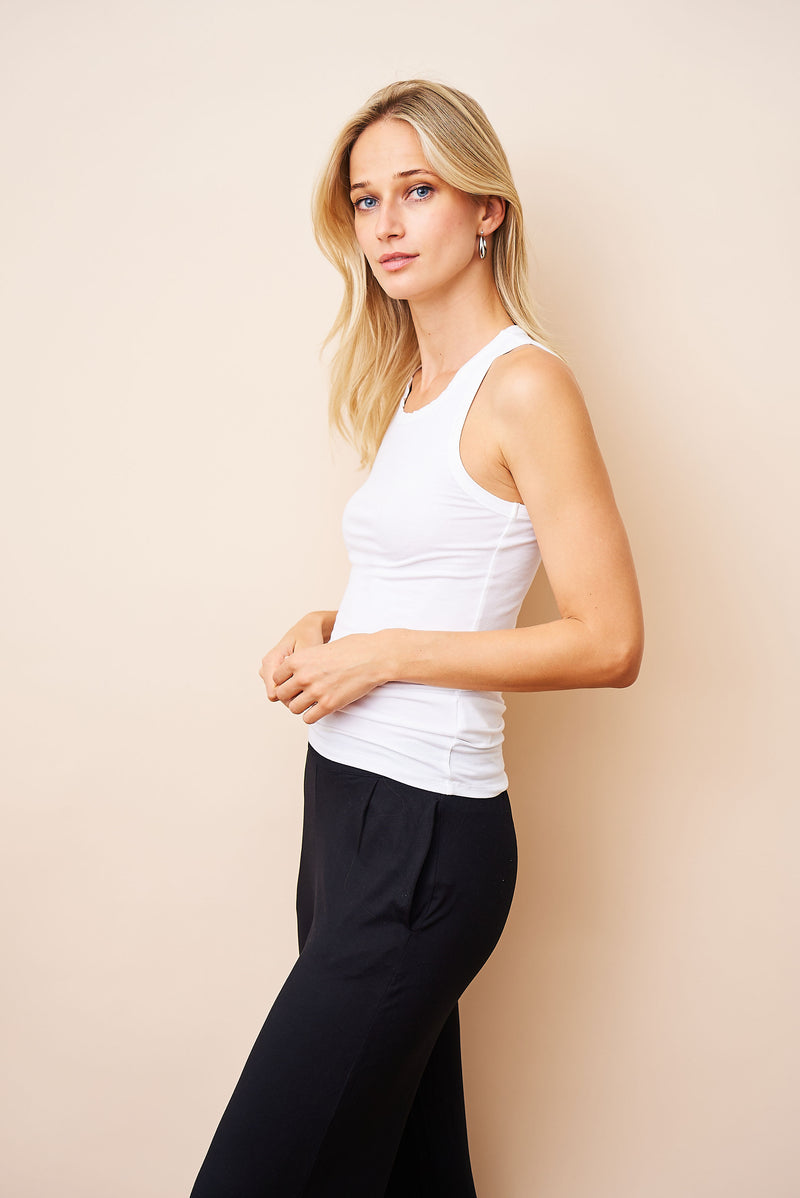 Majestic Soft Touch Racerback Tank in Blanc
