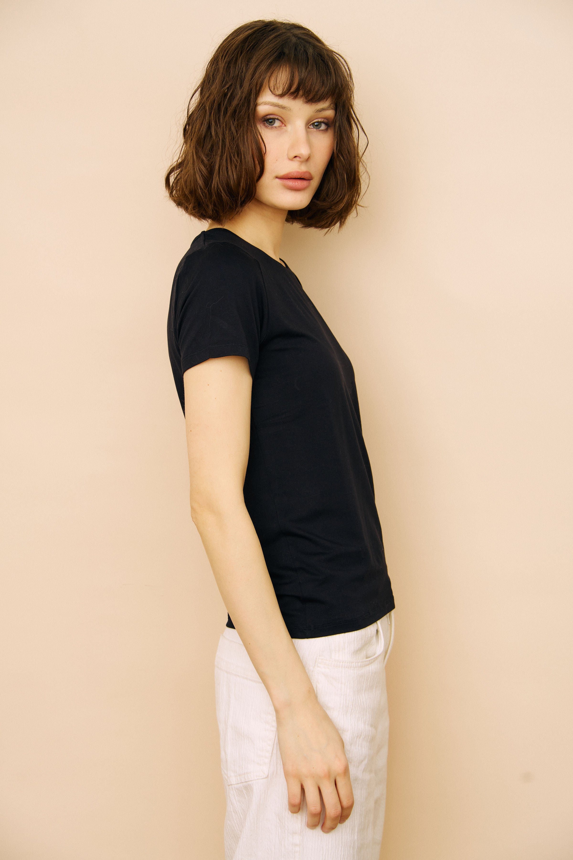 Soft Touch Short Sleeve Semi Relaxed Crewneck in Marine