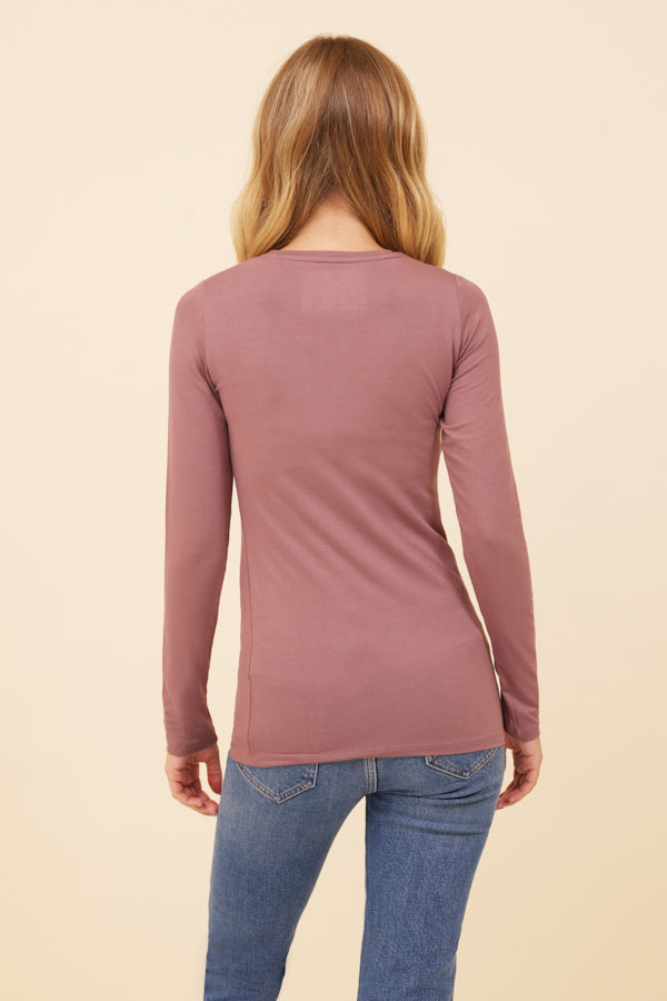 Majestic Soft Touch Long Sleeve Crewneck in Taupe