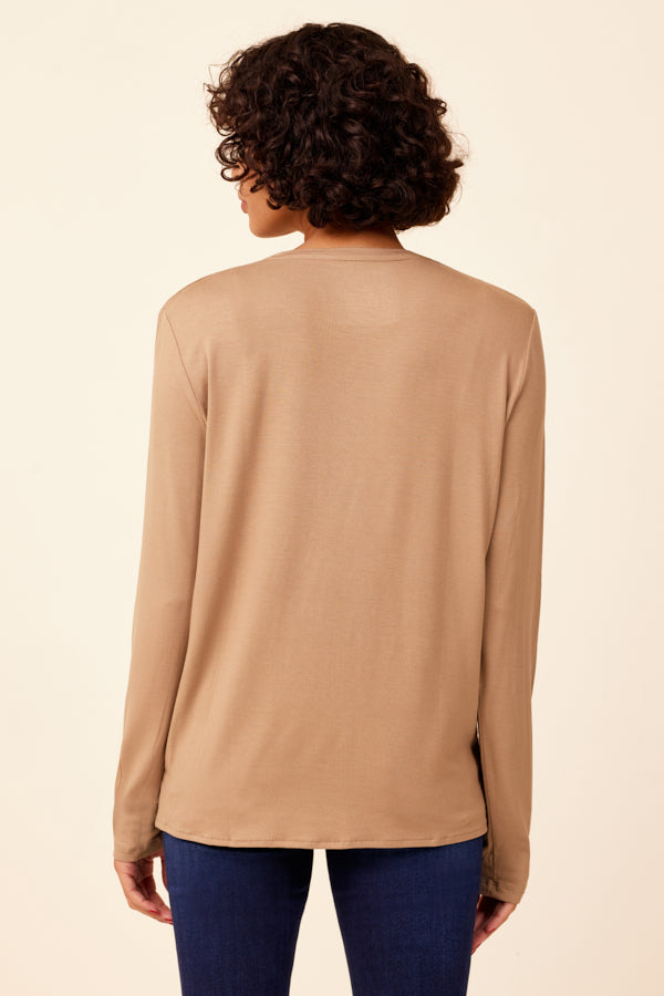 Majestic Soft Touch Semi Relaxed Crewneck in Cigare