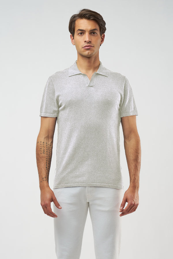 Majestic Men’s Organic Stretch Cotton Short Sleeve Polo in Gris Chine Clair