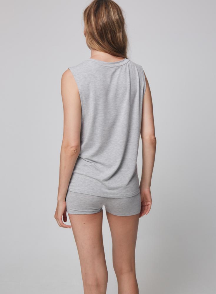Majestic Soft Touch Crewneck Oversize Tank in Gris Chine Clair