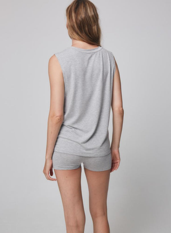 Majestic Soft Touch Crewneck Oversize  Tank in Gris Chine Clair