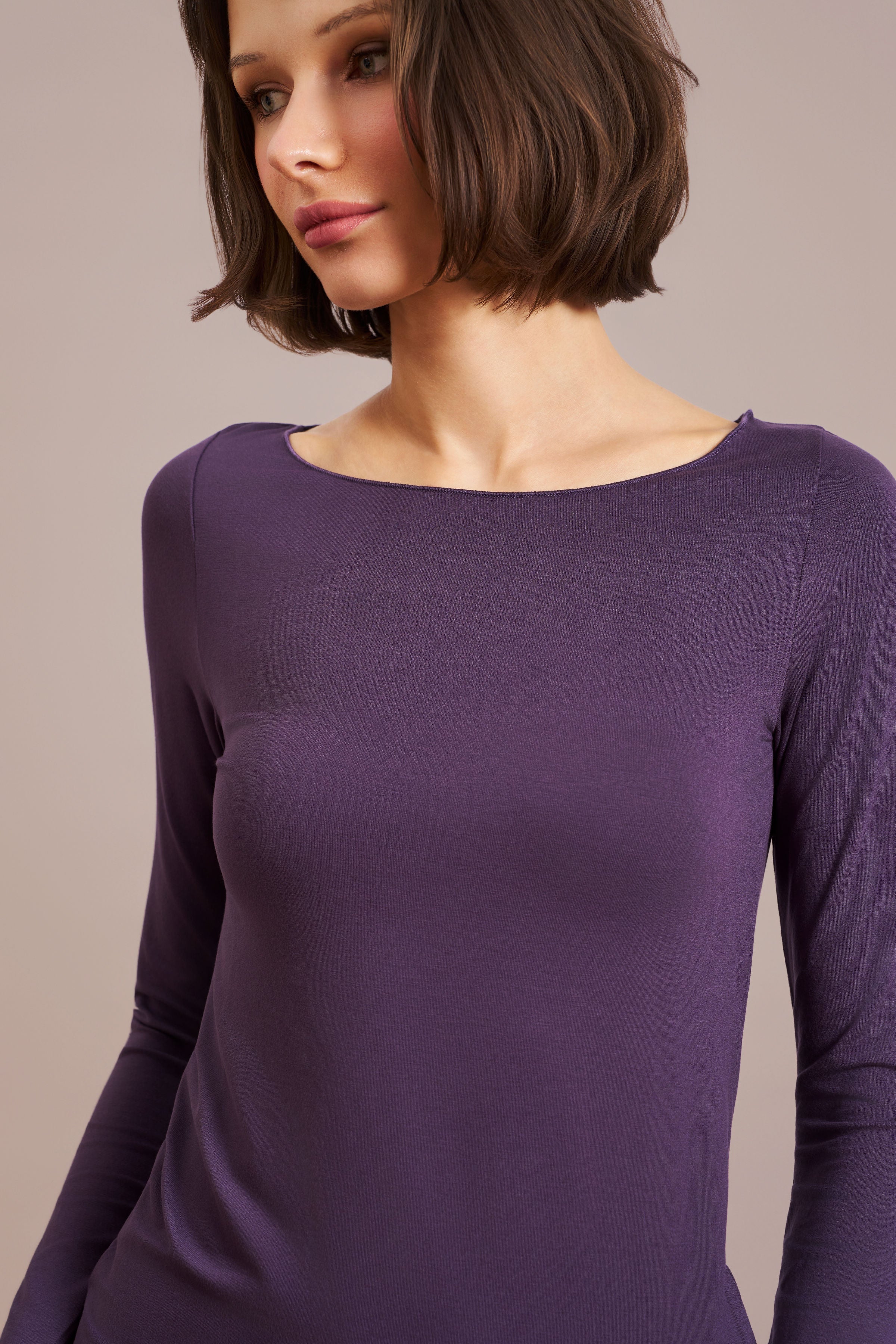 Majestic Soft Touch Long Sleeve Boatneck in Anemone