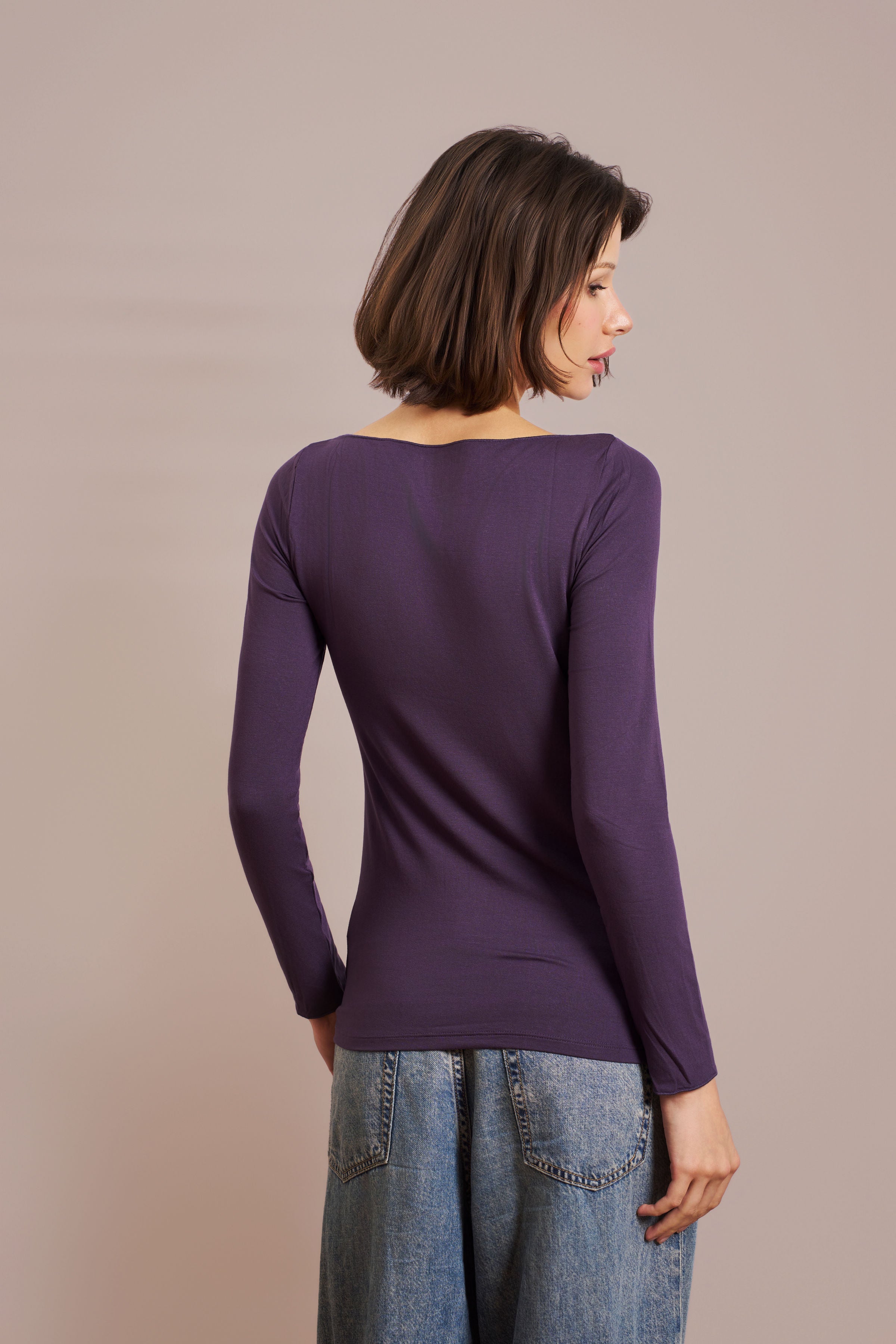 Majestic Soft Touch Long Sleeve Boatneck in Anemone