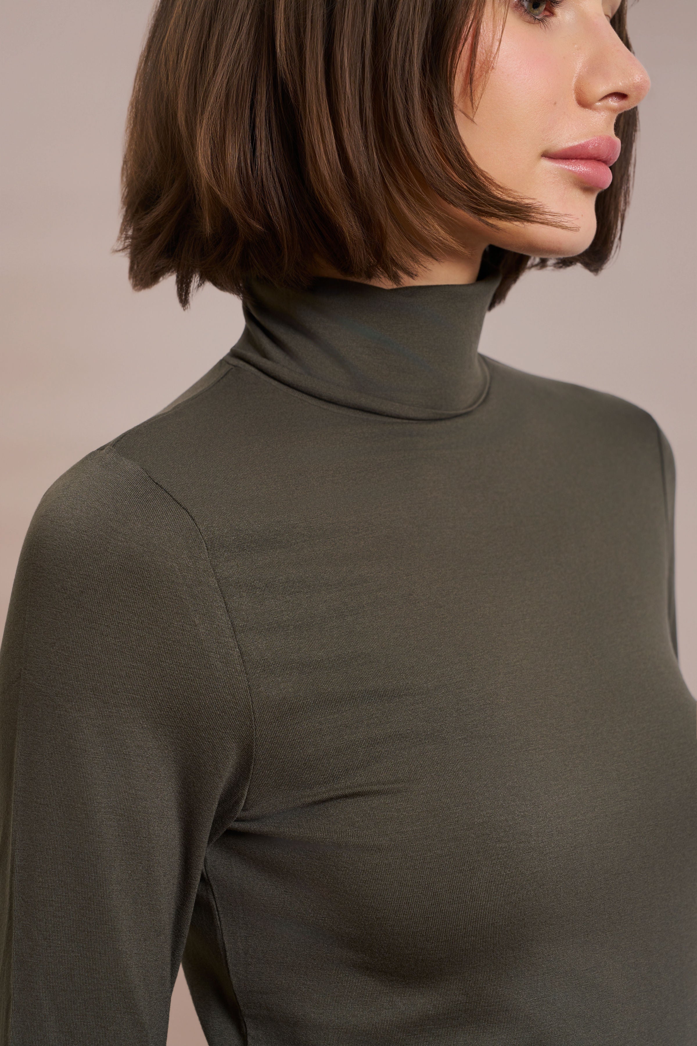 Majestic Soft Touch Long Sleeve Turtleneck in Volcanic Rock