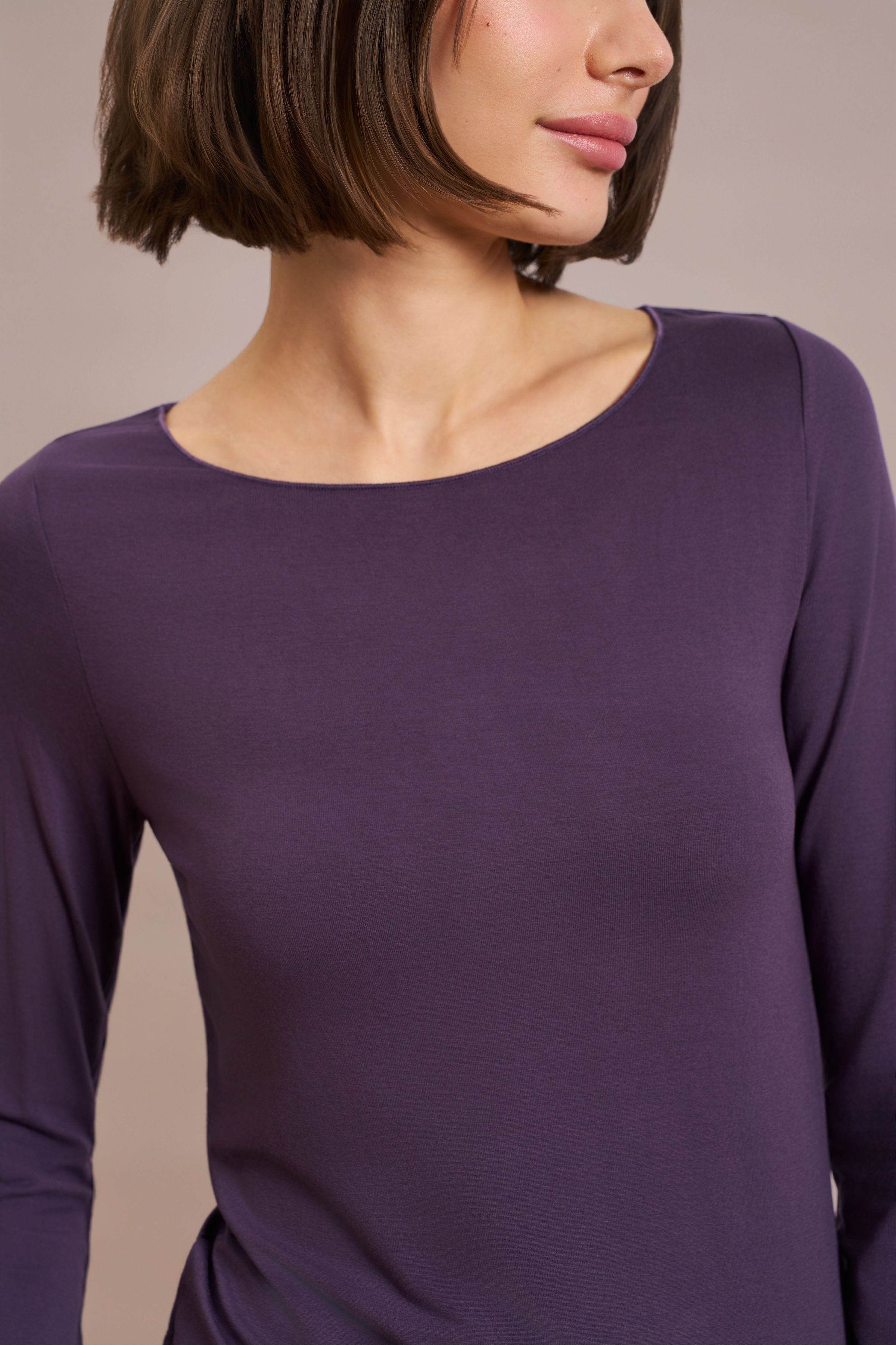 Majestic Soft Touch 3/4 Sleeve Merrow Edge Boatneck in Anemone