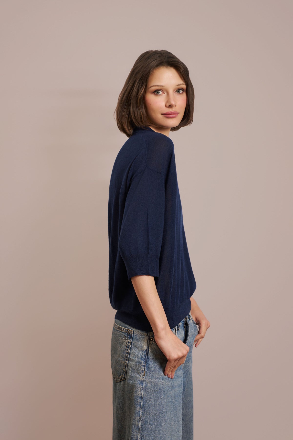 Elbow Sleeve Polo in Marine
