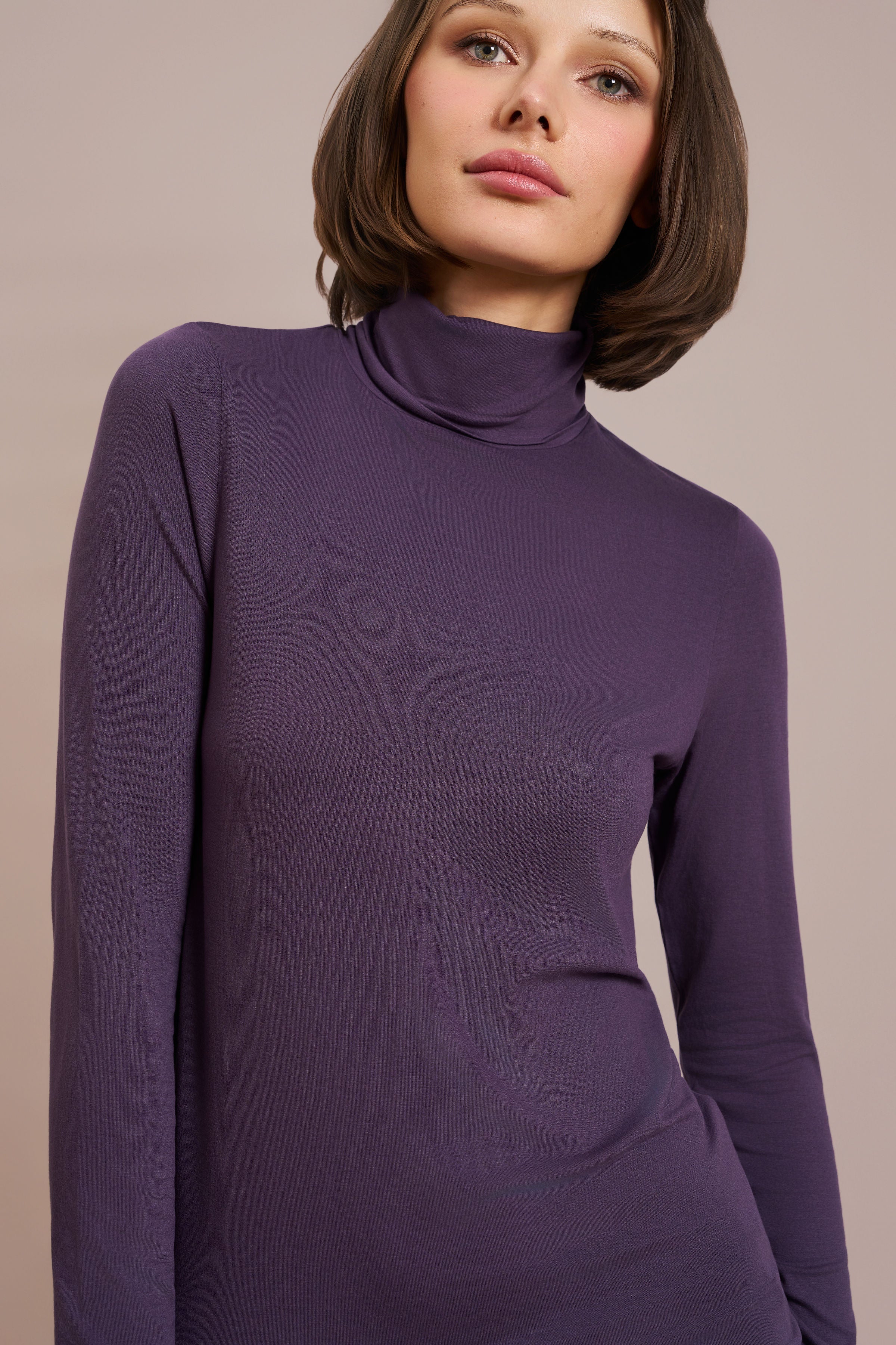 Majestic Soft Touch Long Sleeve Turtleneck in Anemone
