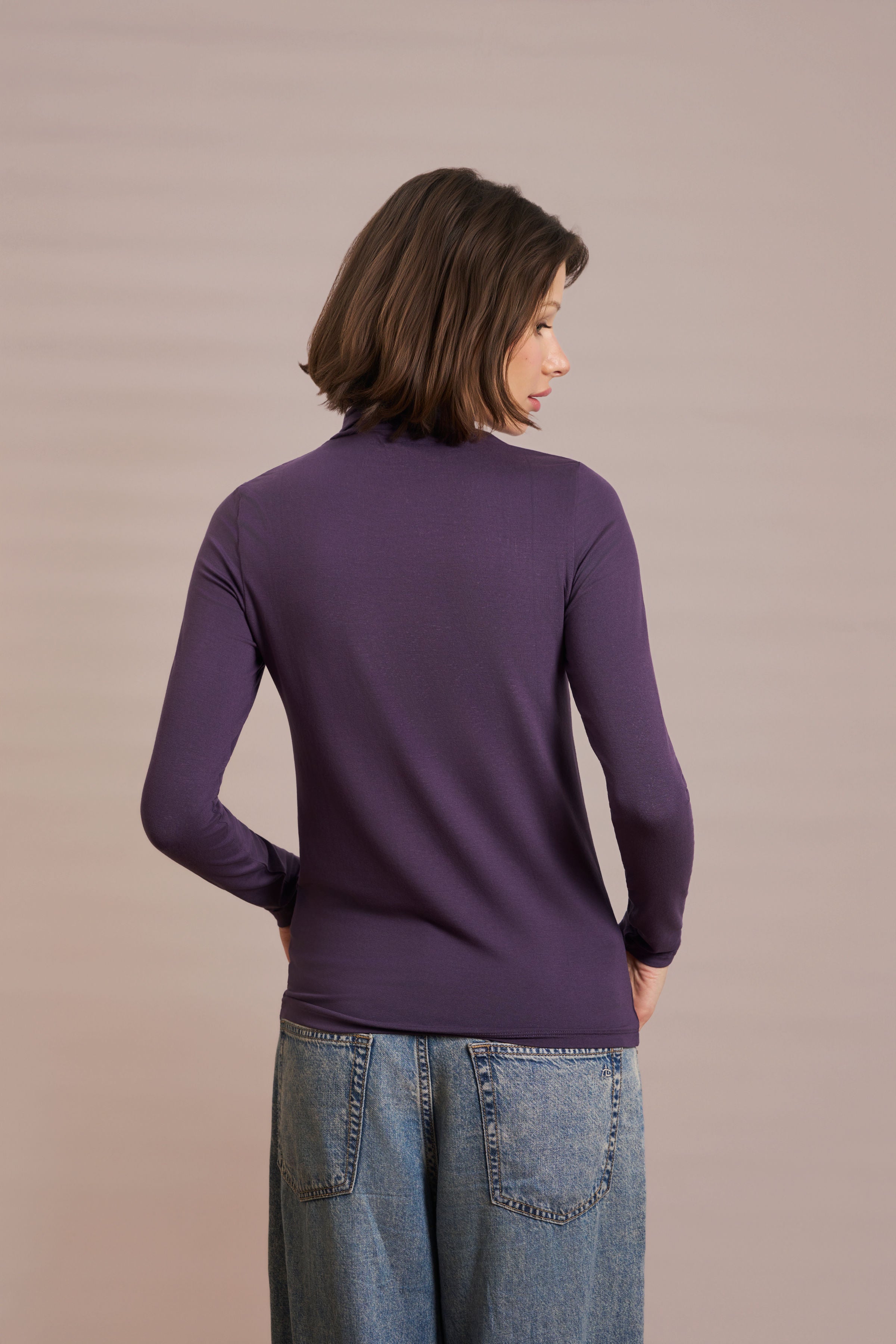 Majestic Soft Touch Long Sleeve Turtleneck in Anemone