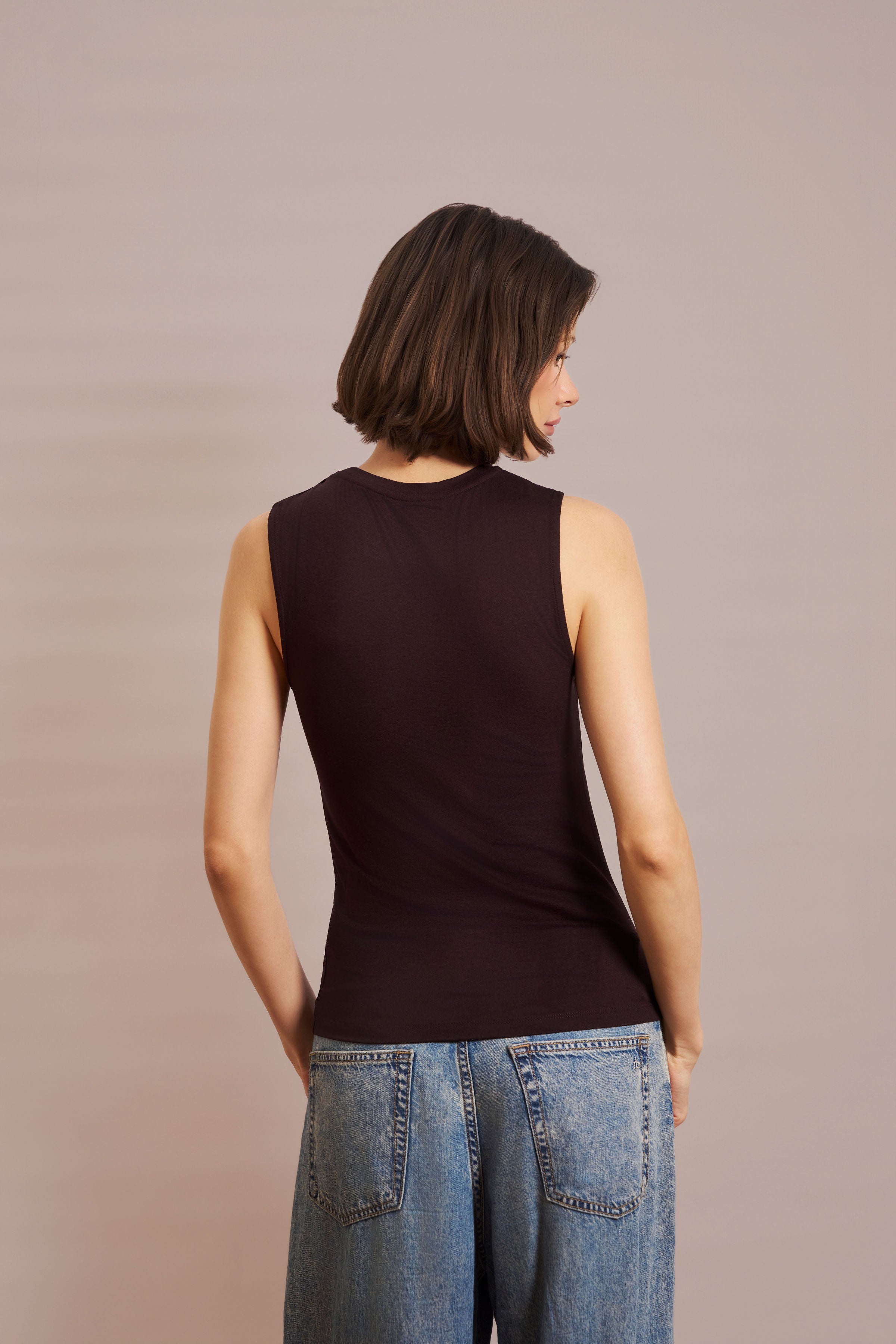 Majestic Soft Touch Sleeveless Crewneck Tank in Aubergine