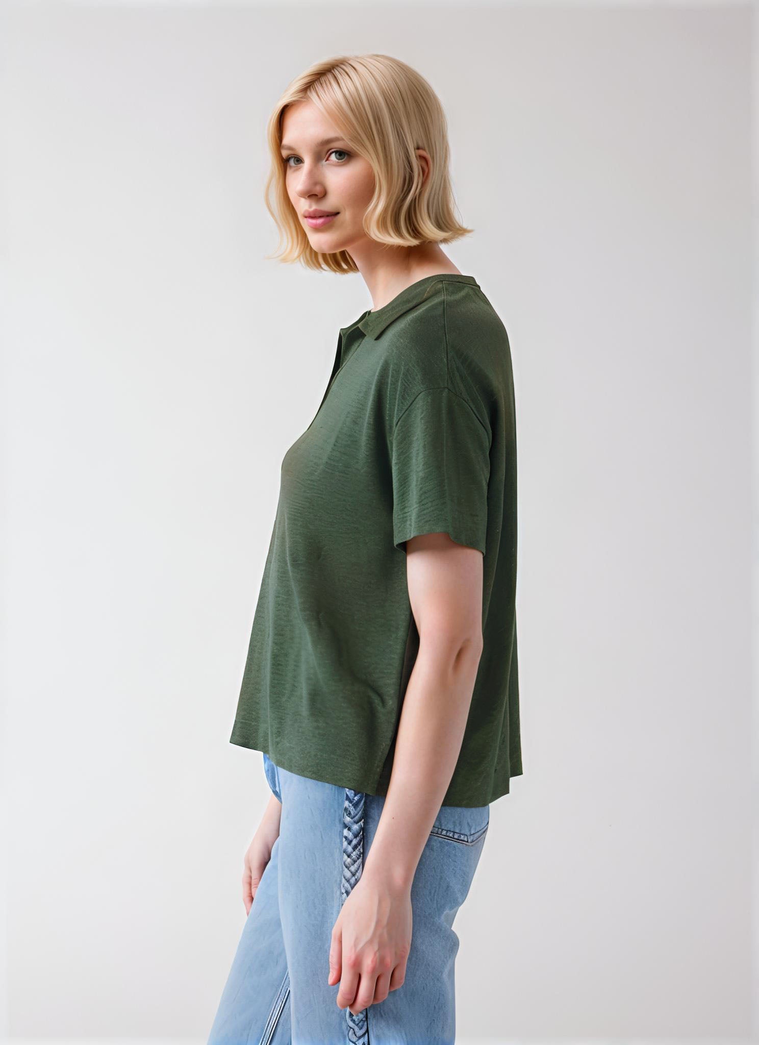 Stretch Linen Short Sleeve Polo