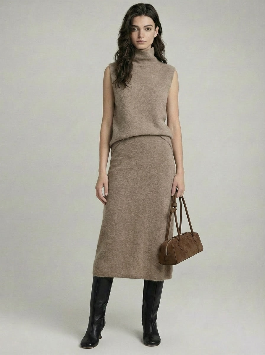 Cashmere Maxi Skirt in Desert