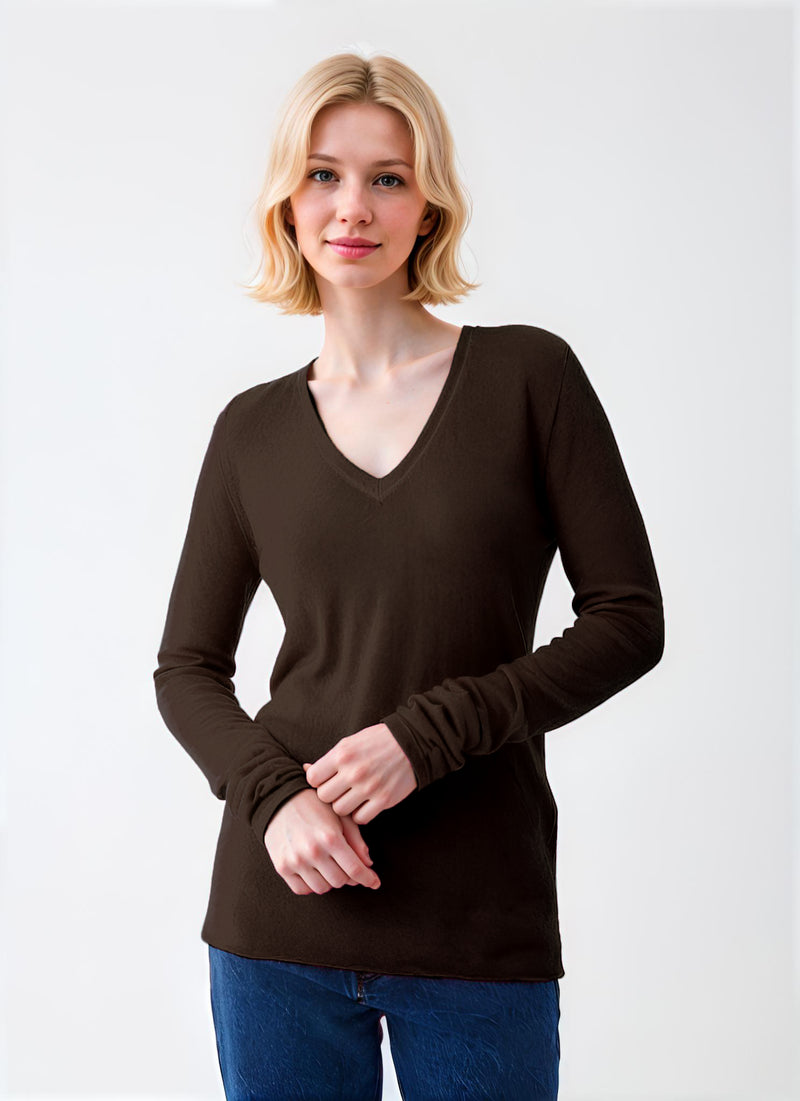 Majestic Washable Cashmere V-Neck Long Sleeve Sweater