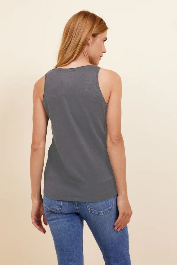 Majestic Stretch Linen Tank in Pirate