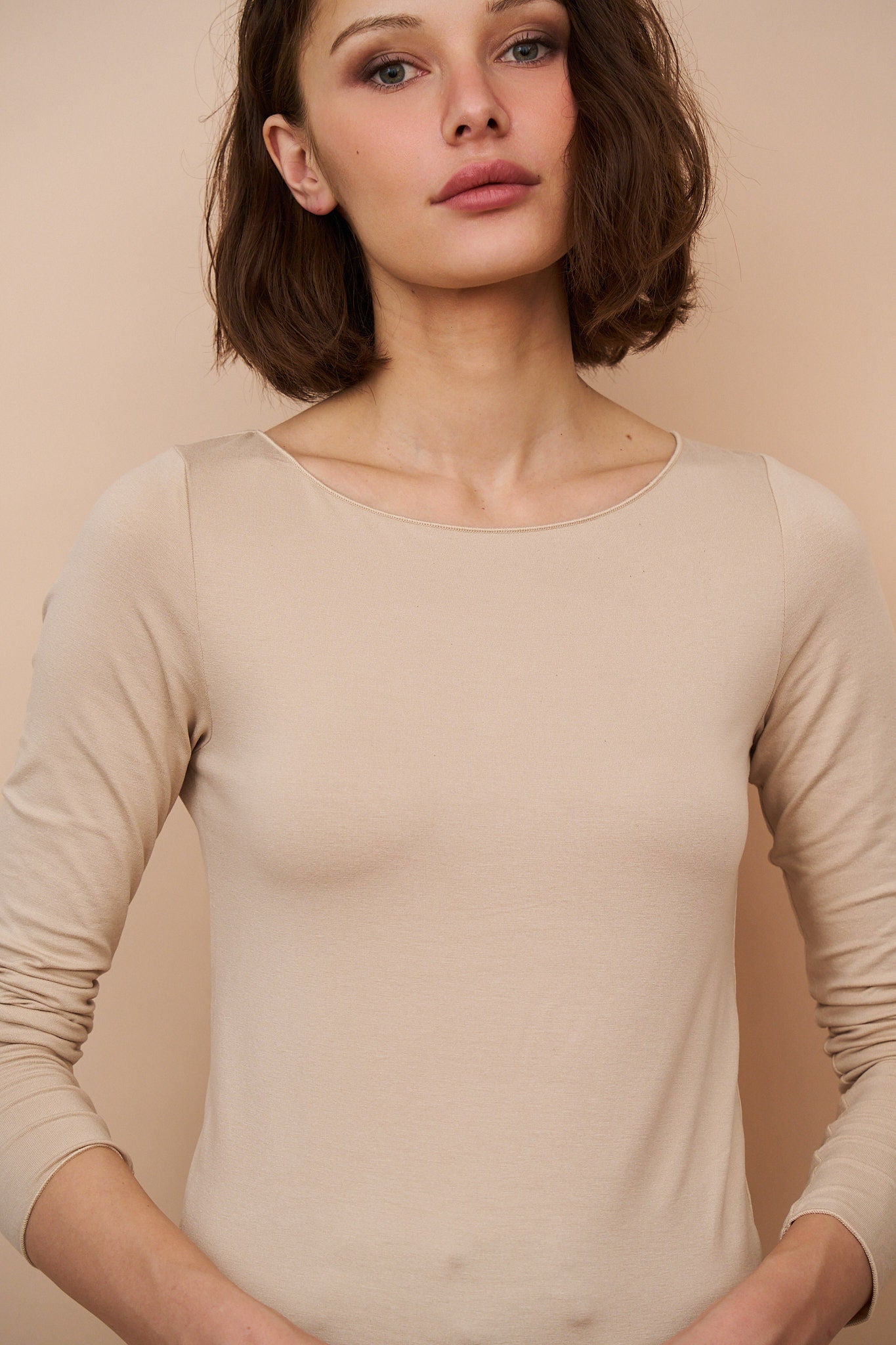 Majestic Soft Touch Long Sleeve Boatneck in Ficelle