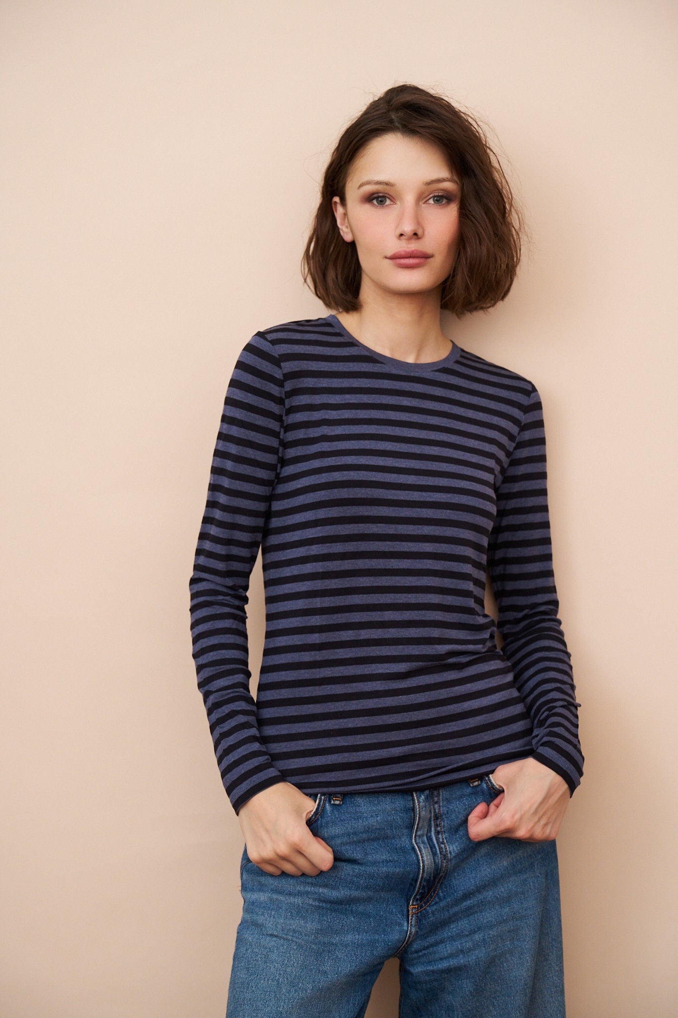 Majestic Soft Touch Striped Crewneck