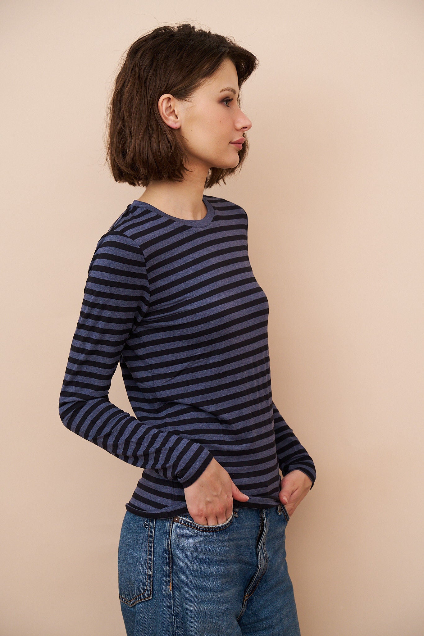Majestic Soft Touch Striped Crewneck