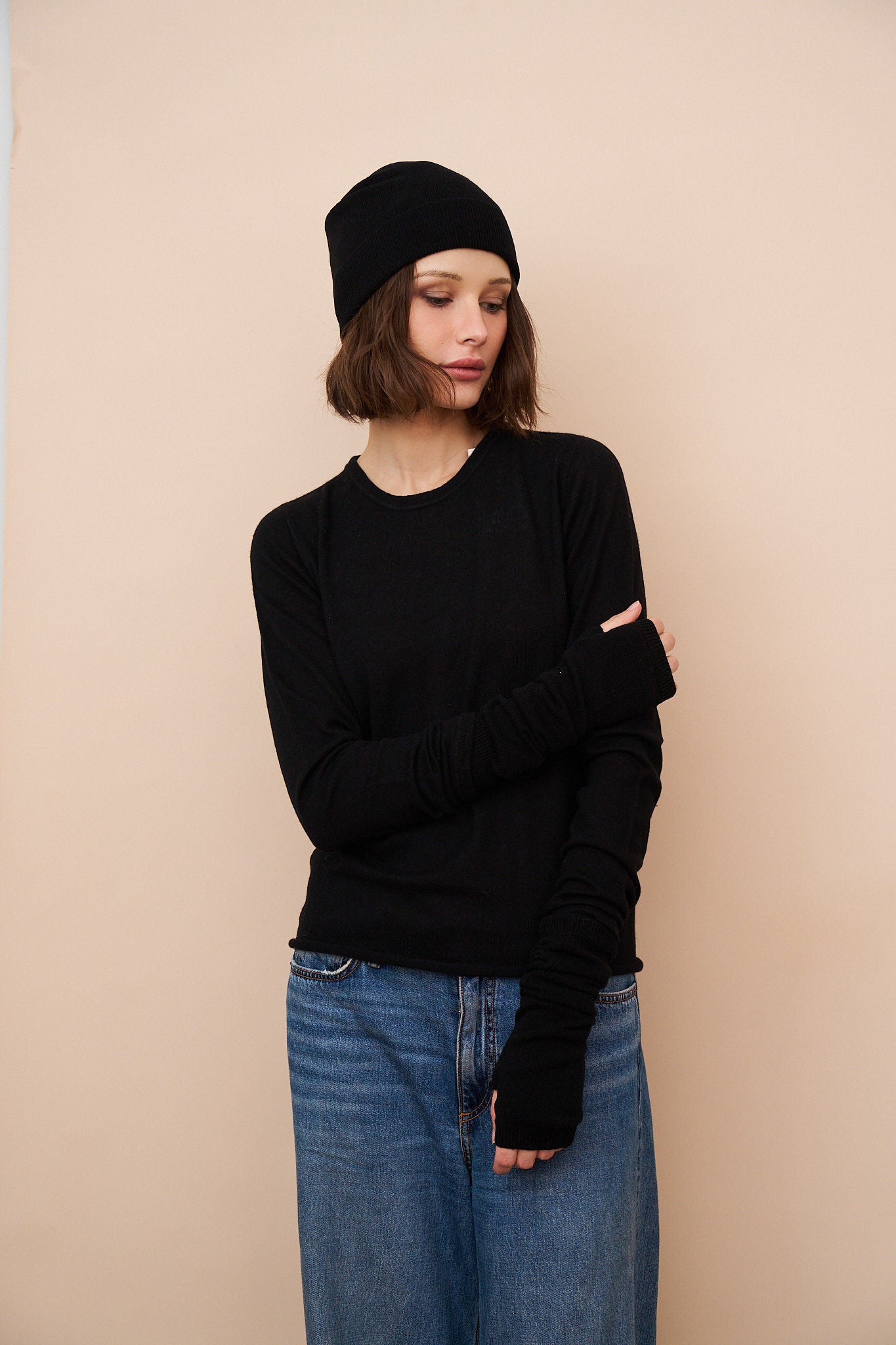 Cashmere Seamless Fingerless Gloves