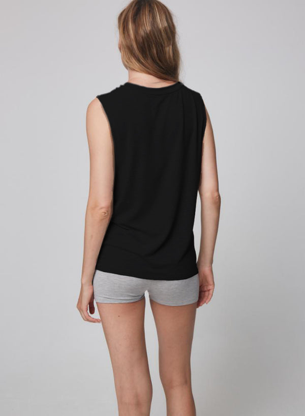 Majestic Soft Touch Crewneck Tank in Black