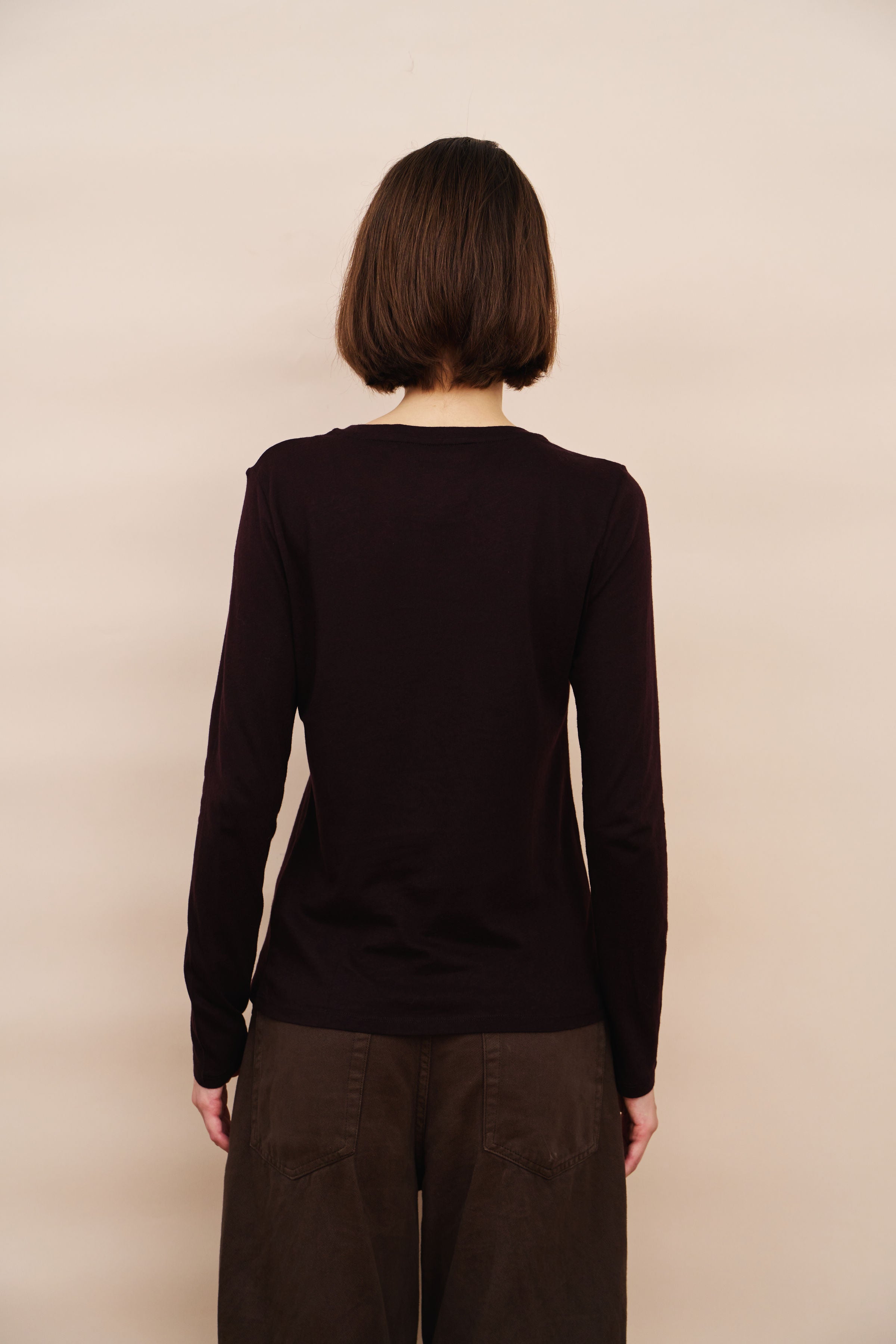 Merino Micro Rib Silk Long Sleeve Crewneck