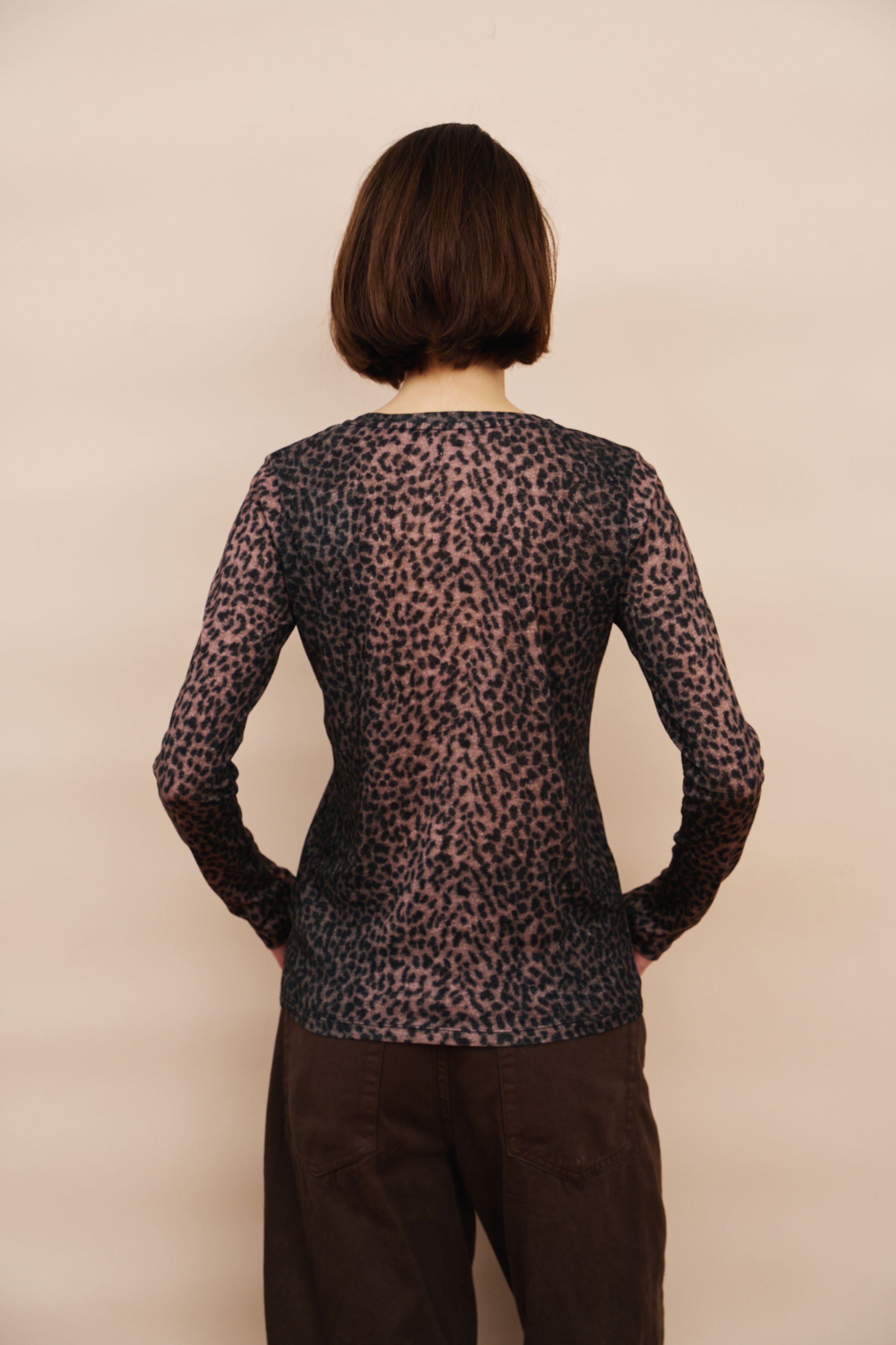 Cotton Cashmere Leopard Novelty Crewneck