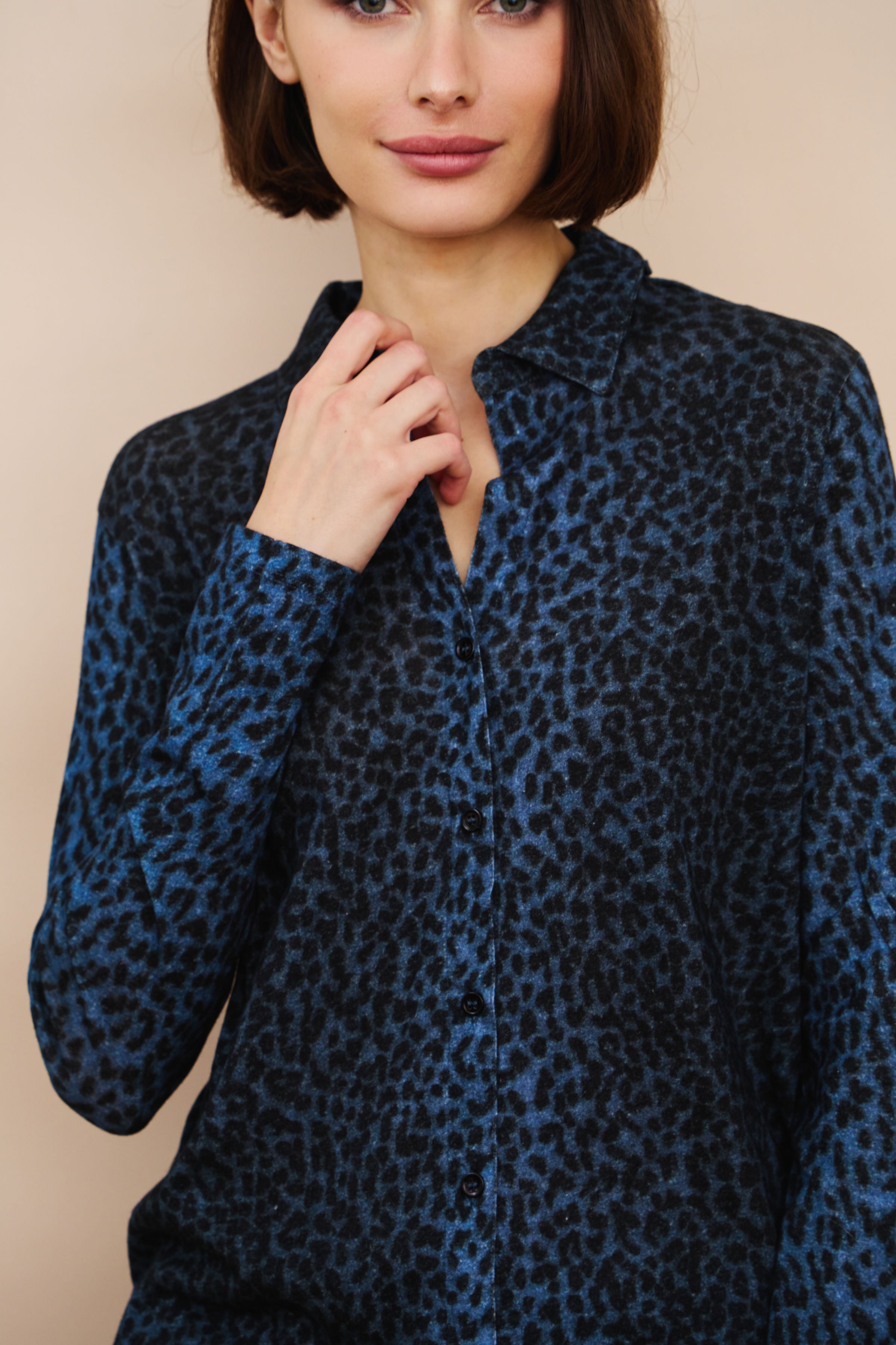 Cotton Cashmere Leopard Novelty Shirt