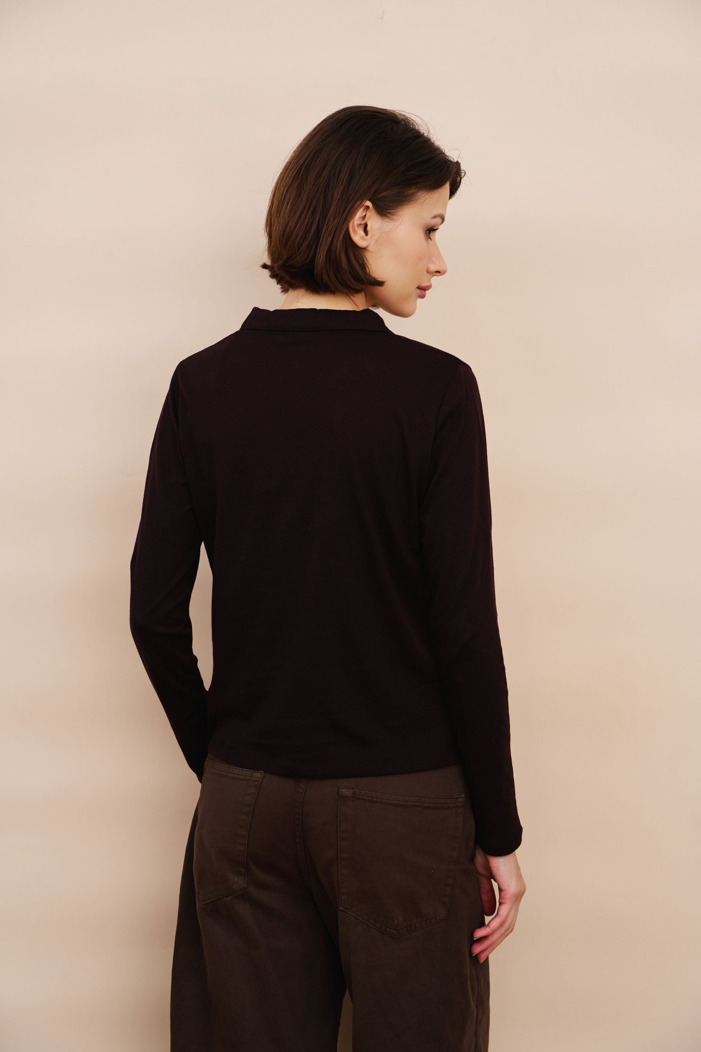 Cotton Cashmere Long Sleeve Polo