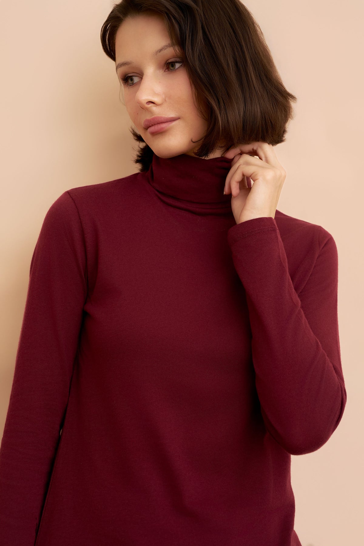 Majestic Long Sleeve Cotton/Cashmere Turtleneck in St Julien