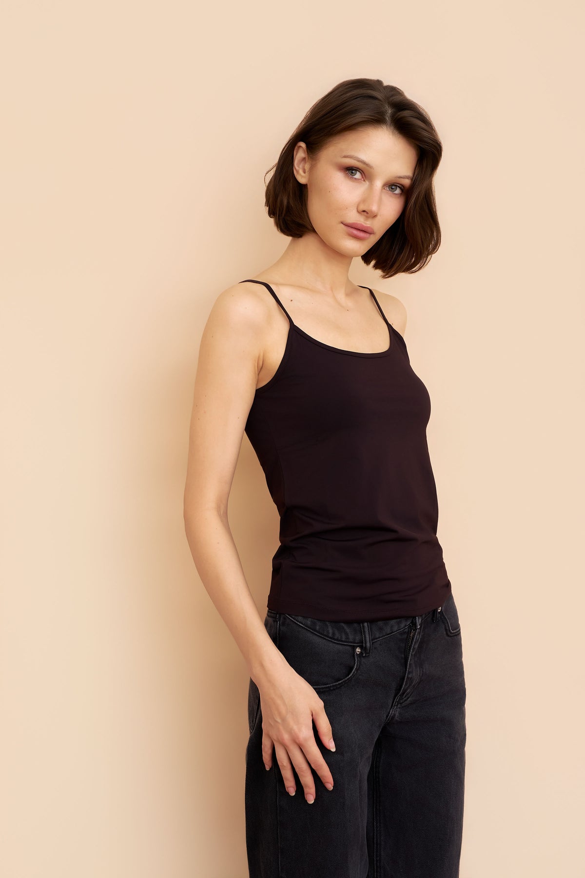Jersey Stretch Cami in Aubergine